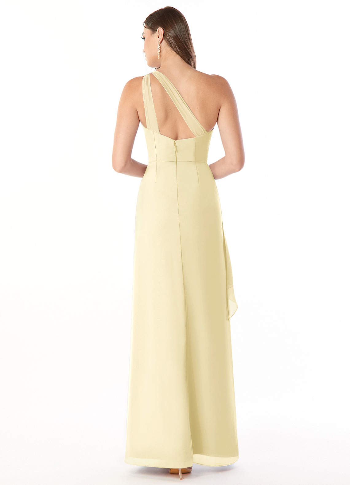 Maive Sheath One-Shoulder Chiffon Bridesmaid Dress in Lemon Sorbet