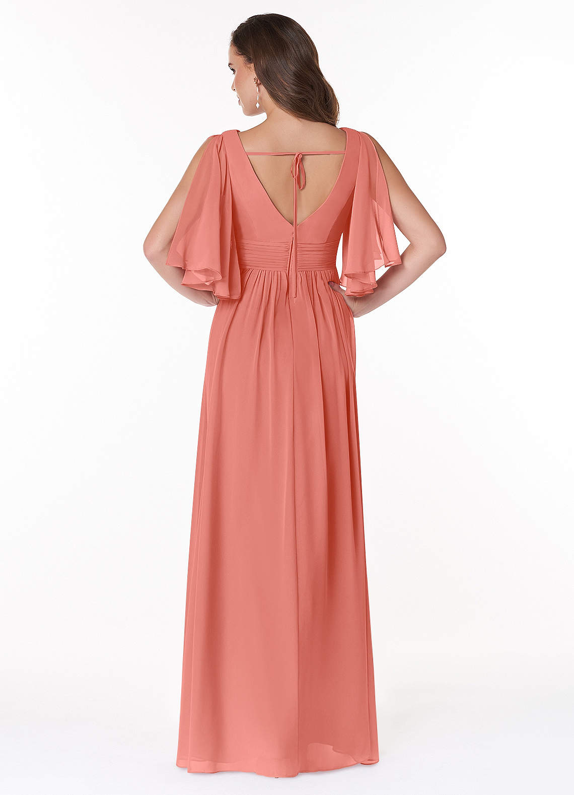 Temeka A-Line V-Neck Chiffon Bridesmaid Dress in Salmon Pink