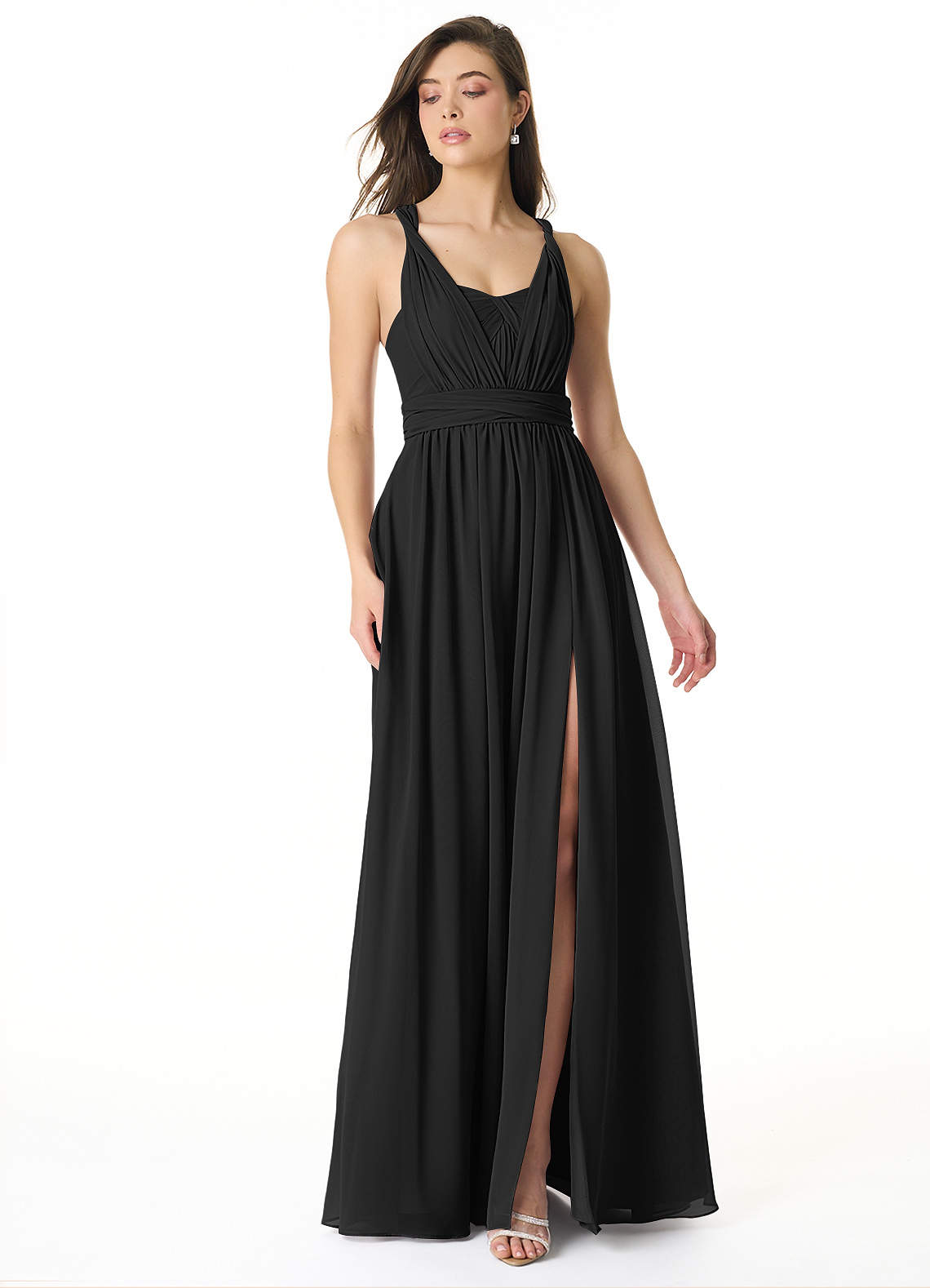 Olani A-Line V-Neck Chiffon Bridesmaid Dress in black