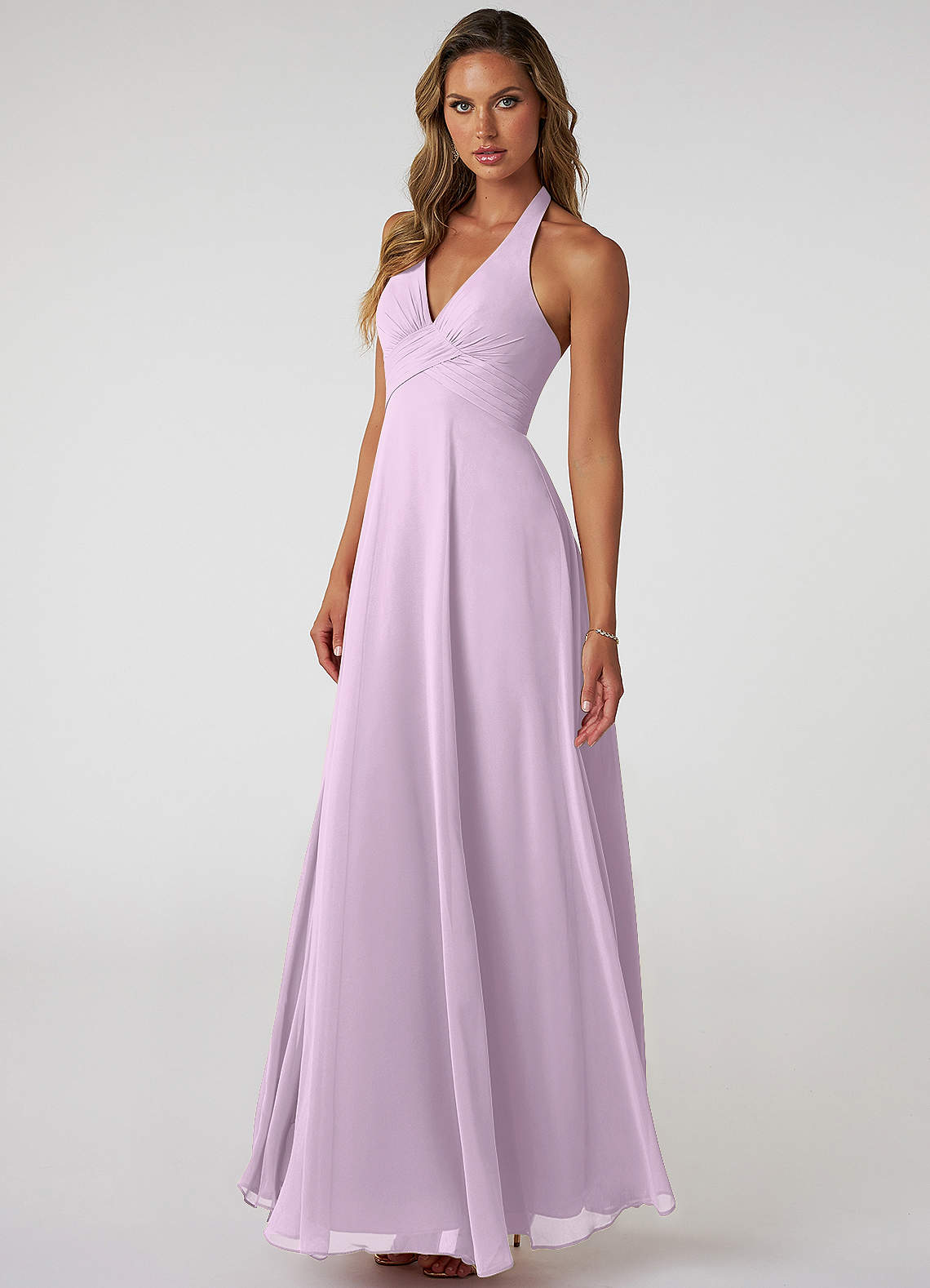 Tessie A-Line V-Neck Chiffon Bridesmaid Dress in Frosted Lilac