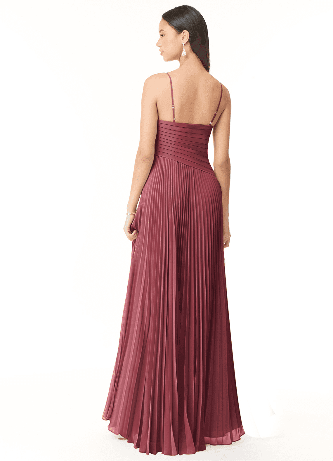 Vini A-Line V-Neck Chiffon Bridesmaid Dress in Merlot