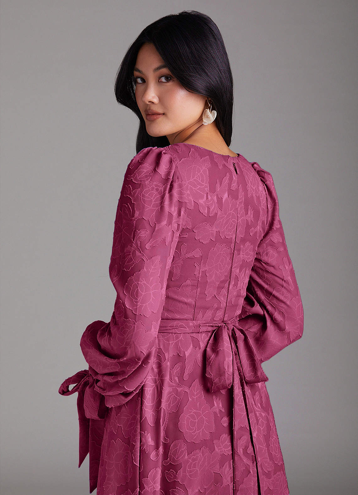 Leonia A-Line Square-Neck Stretch Satin Bridesmaid Dress in Mulberry