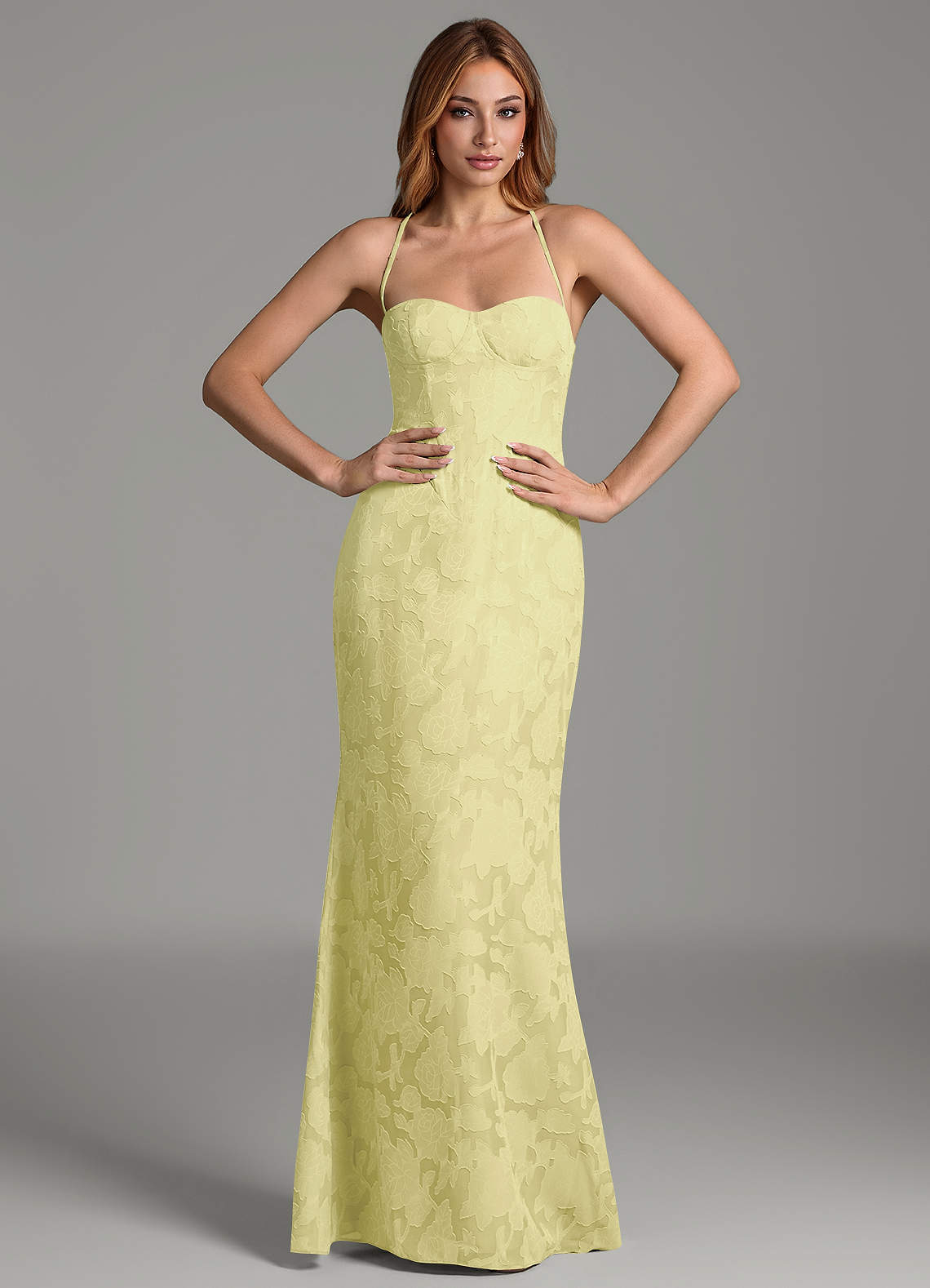Dara Mermaid Sweetheart Floral Burnout Bridesmaid Dress in Lemon Sorbet