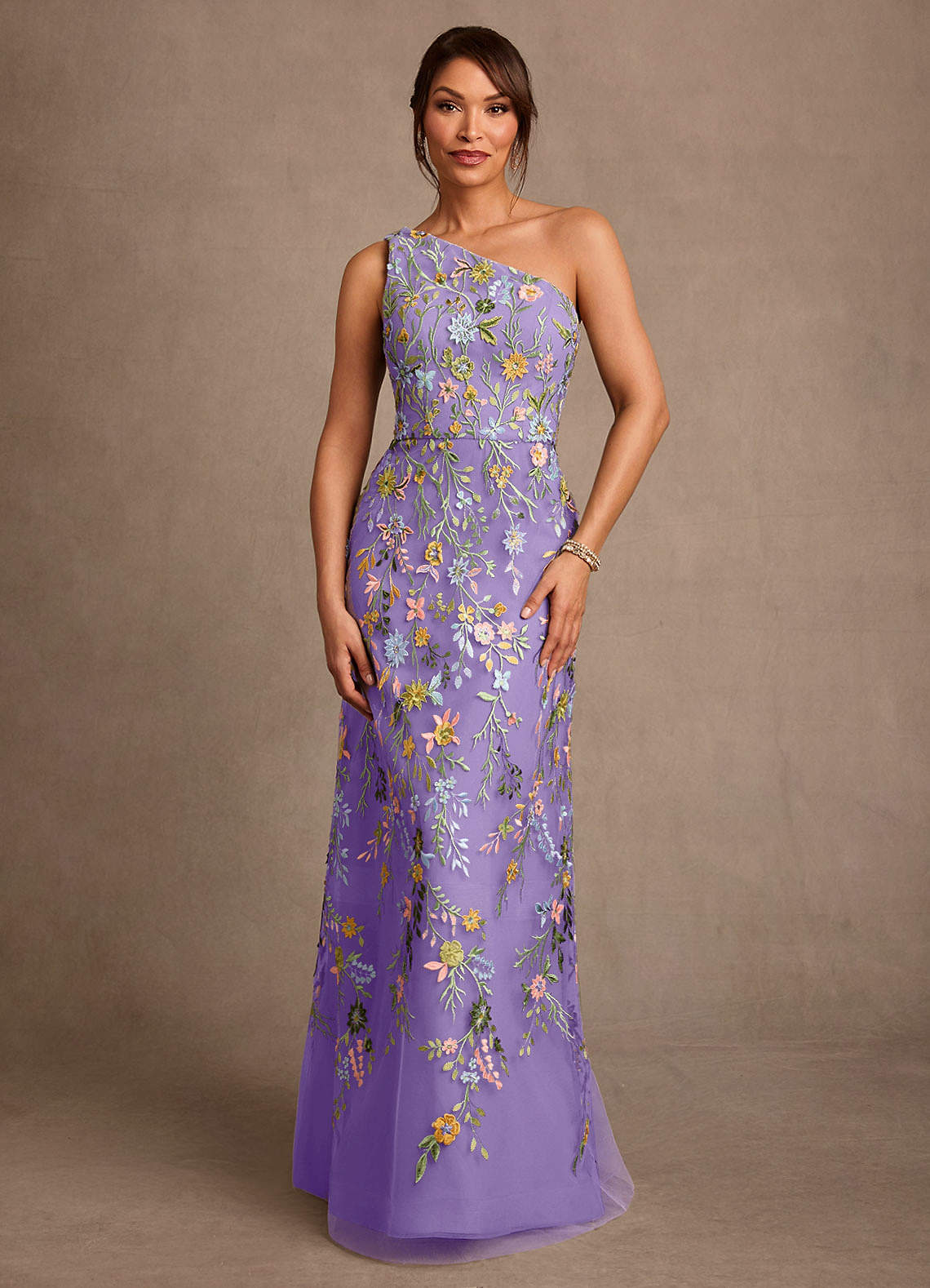 Bertie A-Line One-Shoulder Lace Mother of the Bride Dress in Tahiti