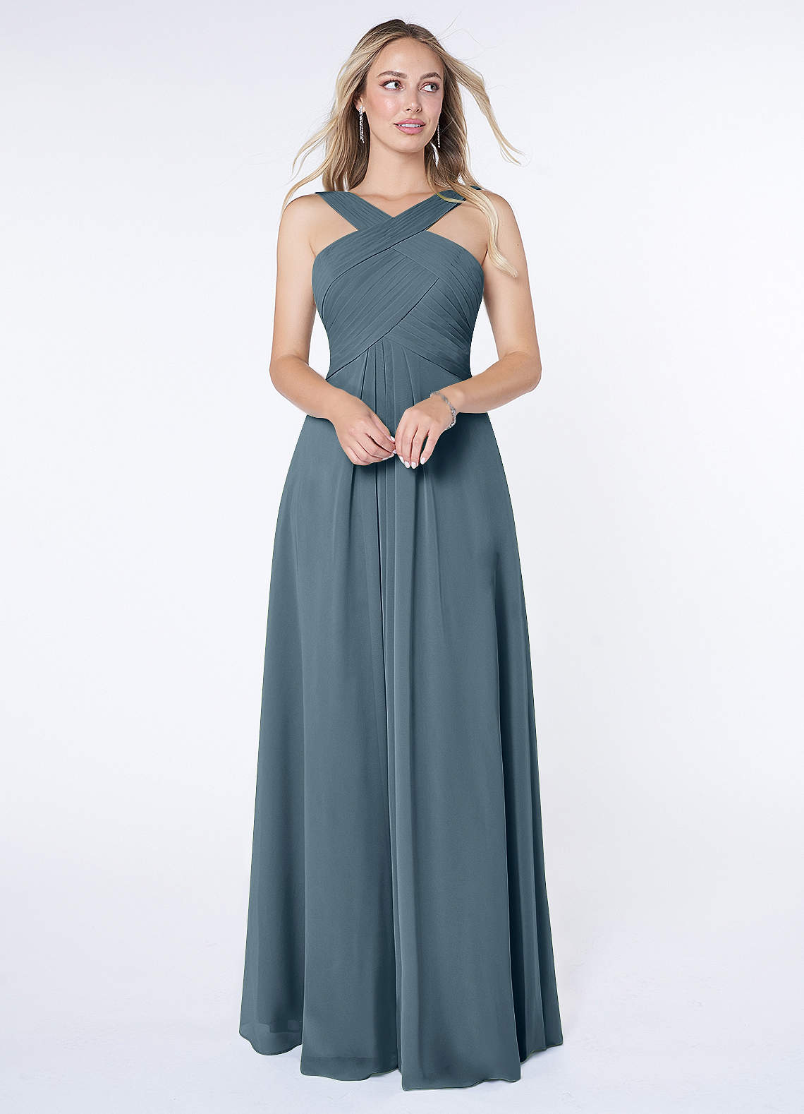 Kaleigh A-Line Halter Chiffon Bridesmaid Dress in Twilight