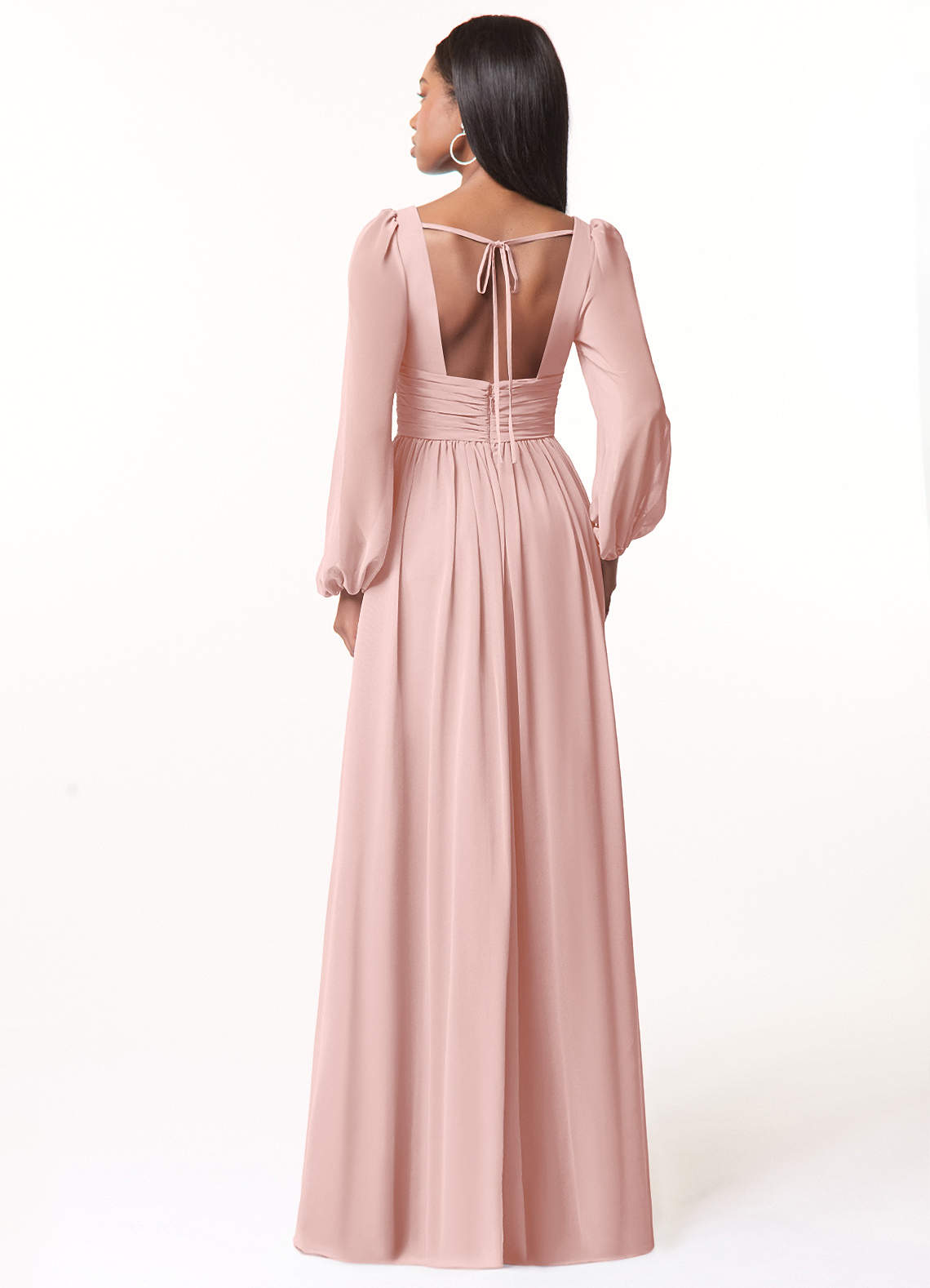 Norah A-Line V-Neck Chiffon Bridesmaid Dress in Powder Pink