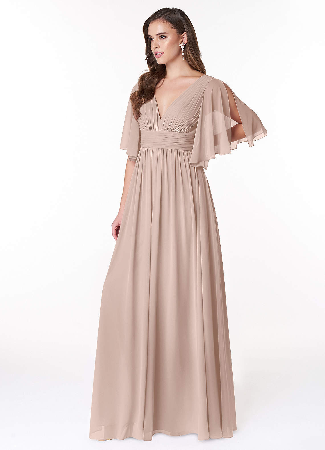 Temeka A-Line V-Neck Chiffon Bridesmaid Dress in English Rose