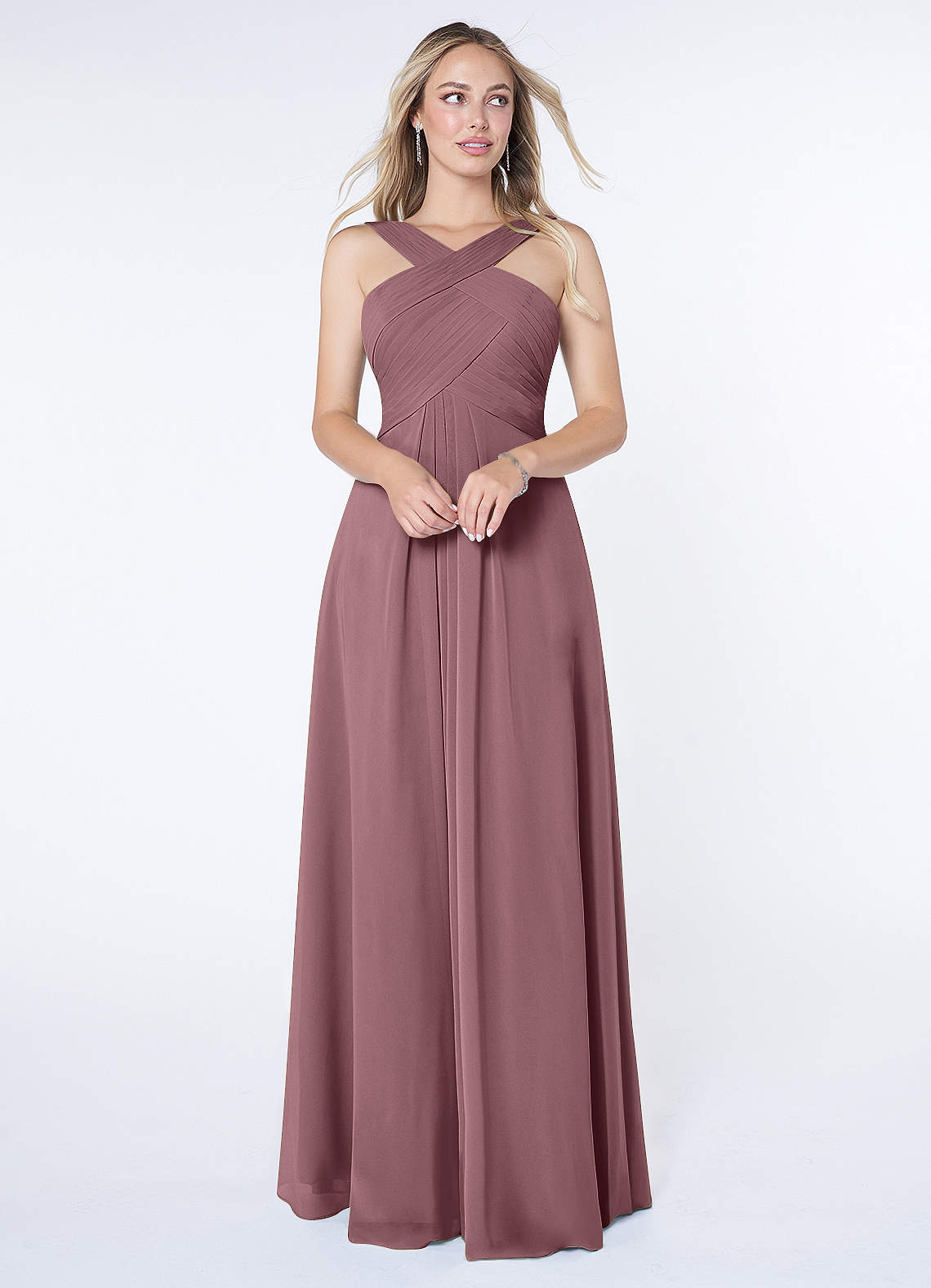 Kaleigh A-Line Halter Chiffon Bridesmaid Dress in Amethyst