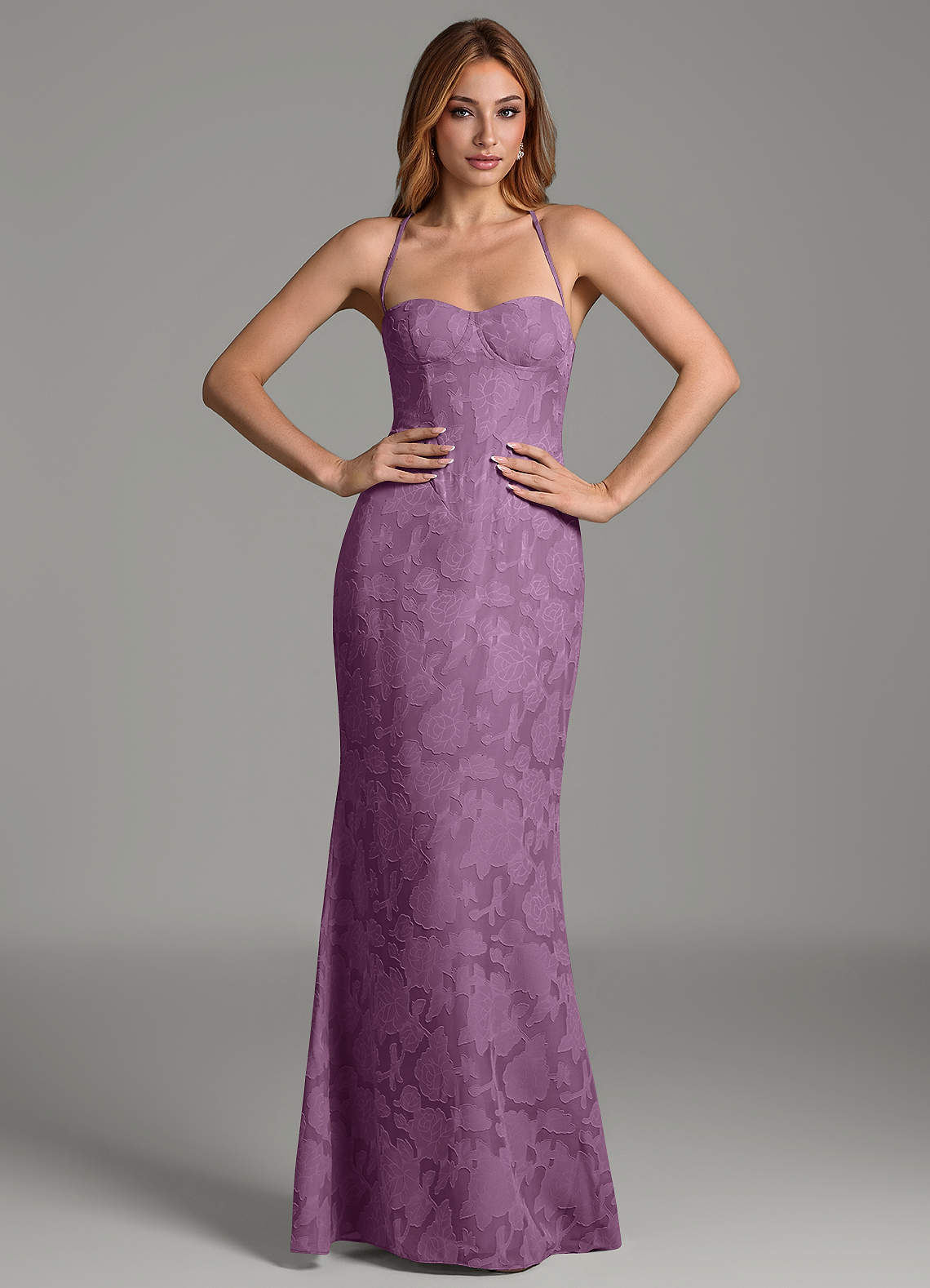 Dara Mermaid Sweetheart Floral Burnout Bridesmaid Dress in Wisteria