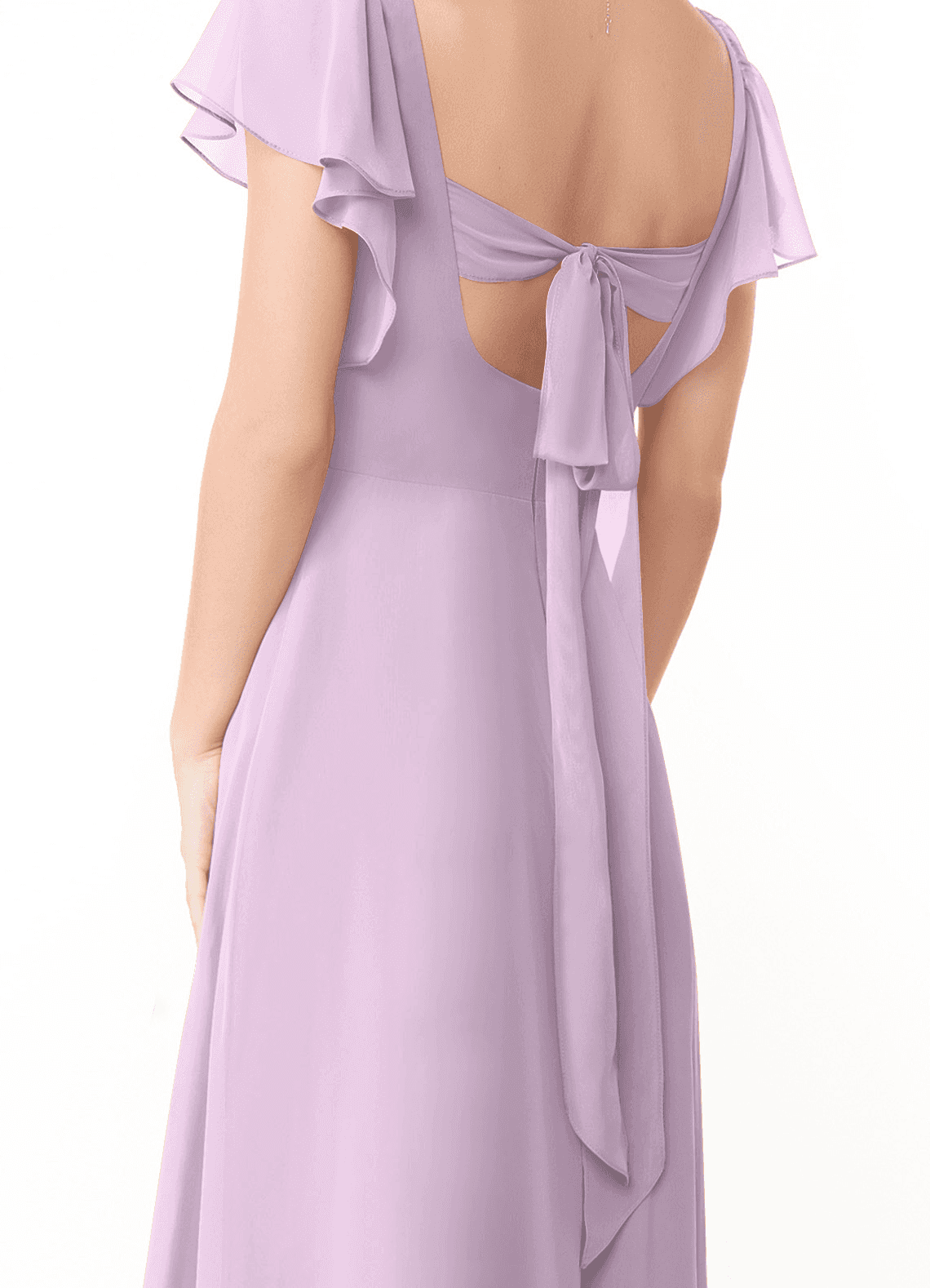 Syenna A-Line V-Neck Chiffon Bridesmaid Dress in Frosted Lilac