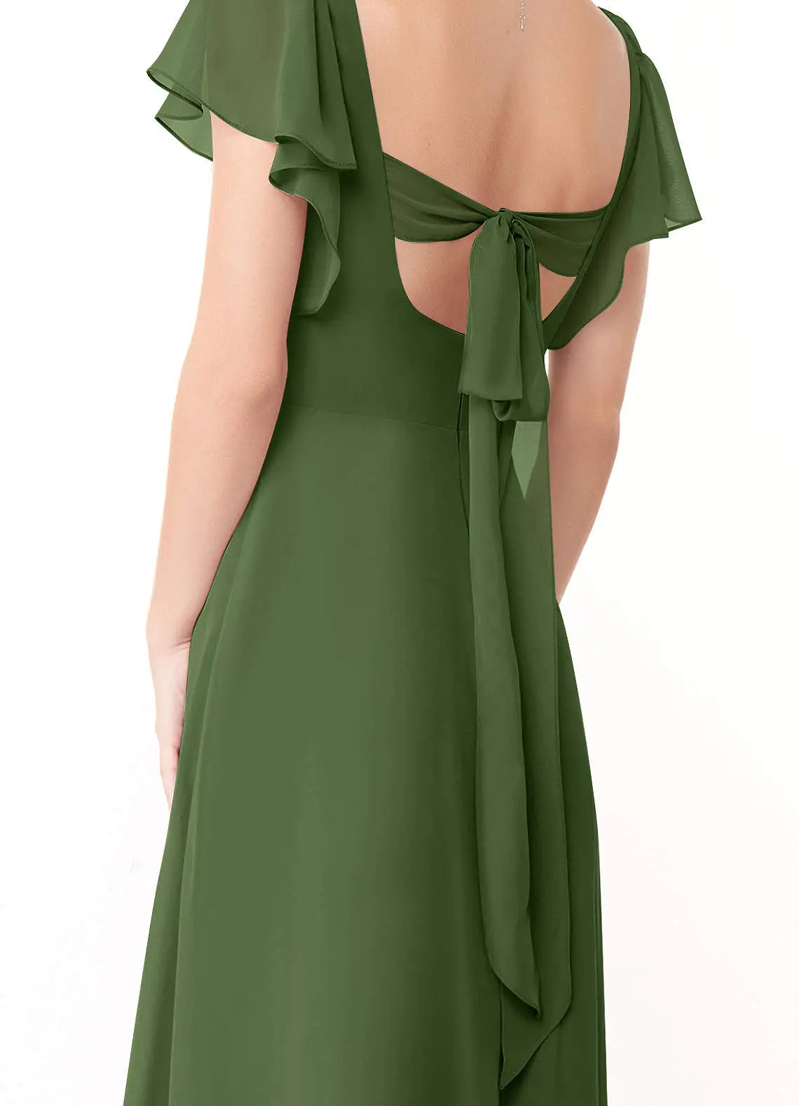 Syenna A-Line V-Neck Chiffon Bridesmaid Dress in Olive