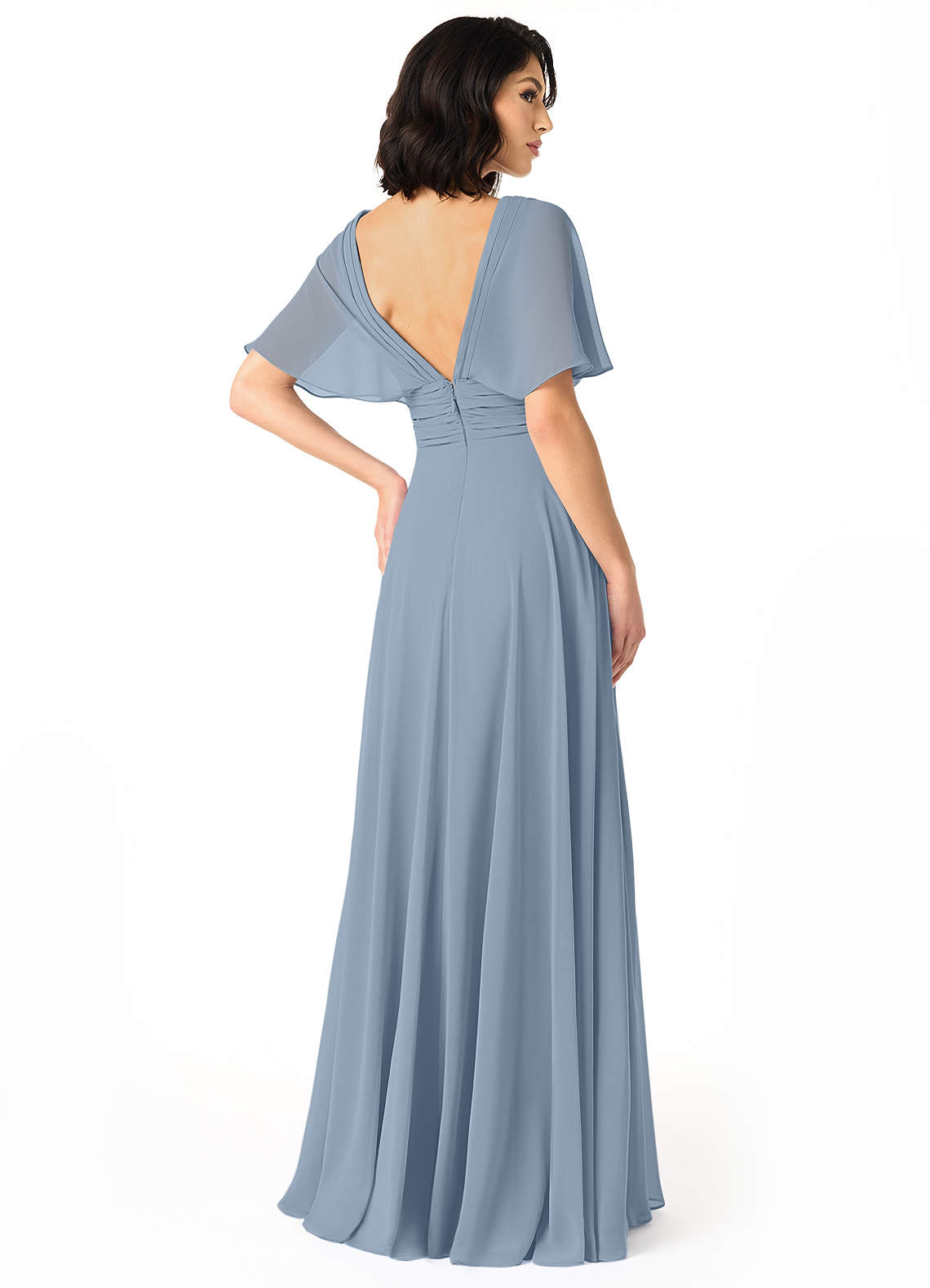 Pamela A-Line V-Neck Chiffon Bridesmaid Dress in dusty blue