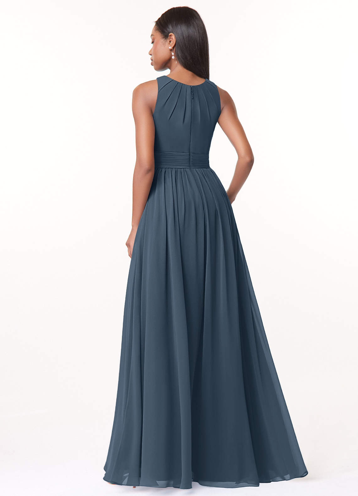 Harper A-Line Scoop-Neck Chiffon Bridesmaid Dress in Neptune