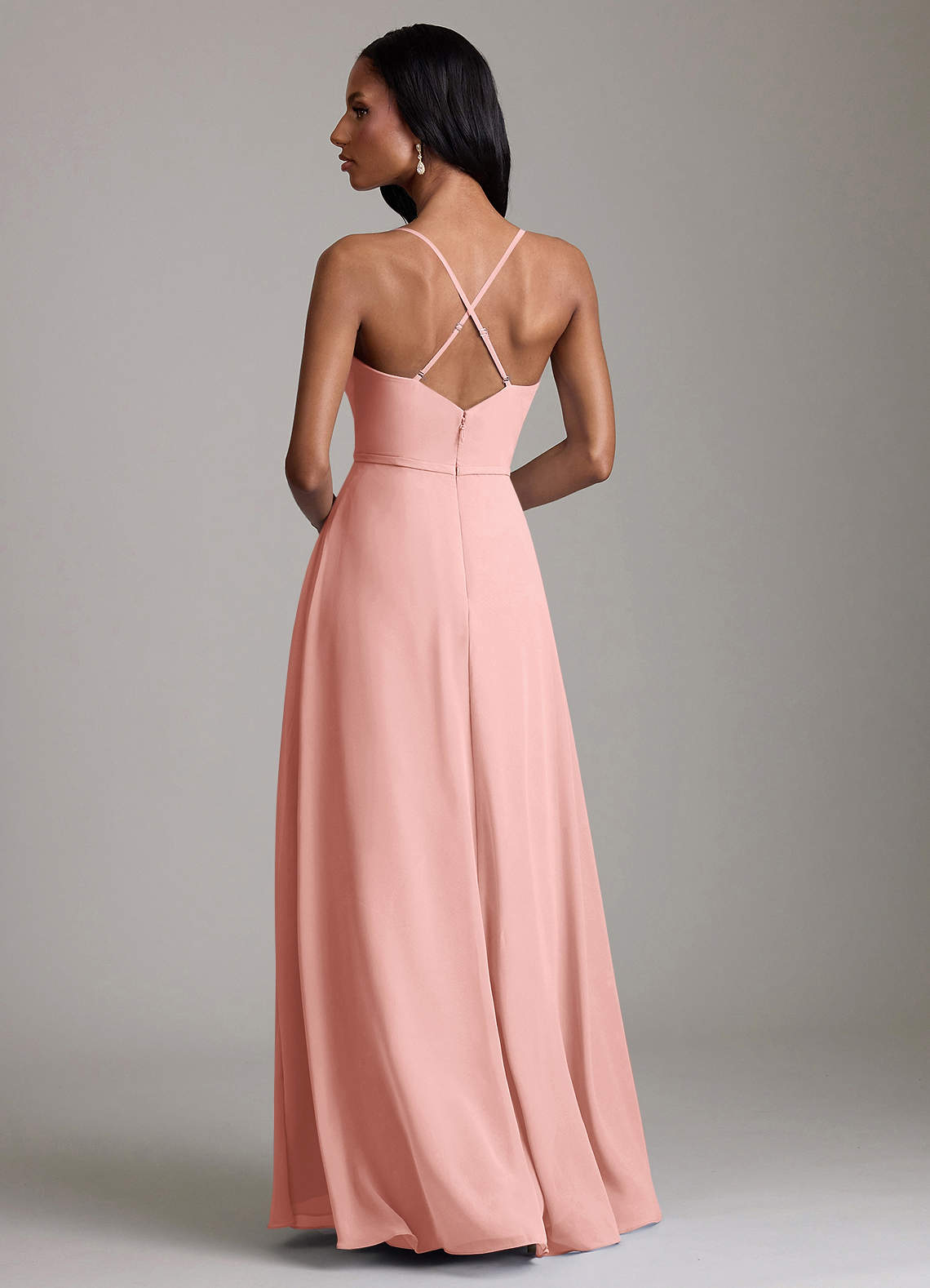 Naeem A-Line V-Neck Chiffon Bridesmaid Dress in Rosette