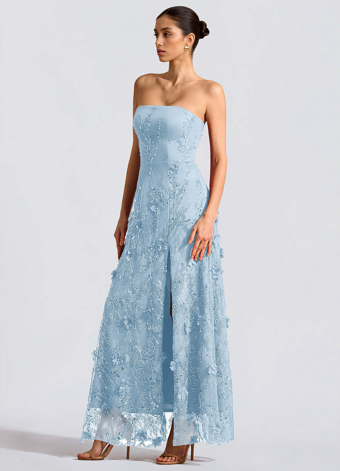 Fairuza A-Line Straight-Neck Tulle Wedding Guest Dress in Blue