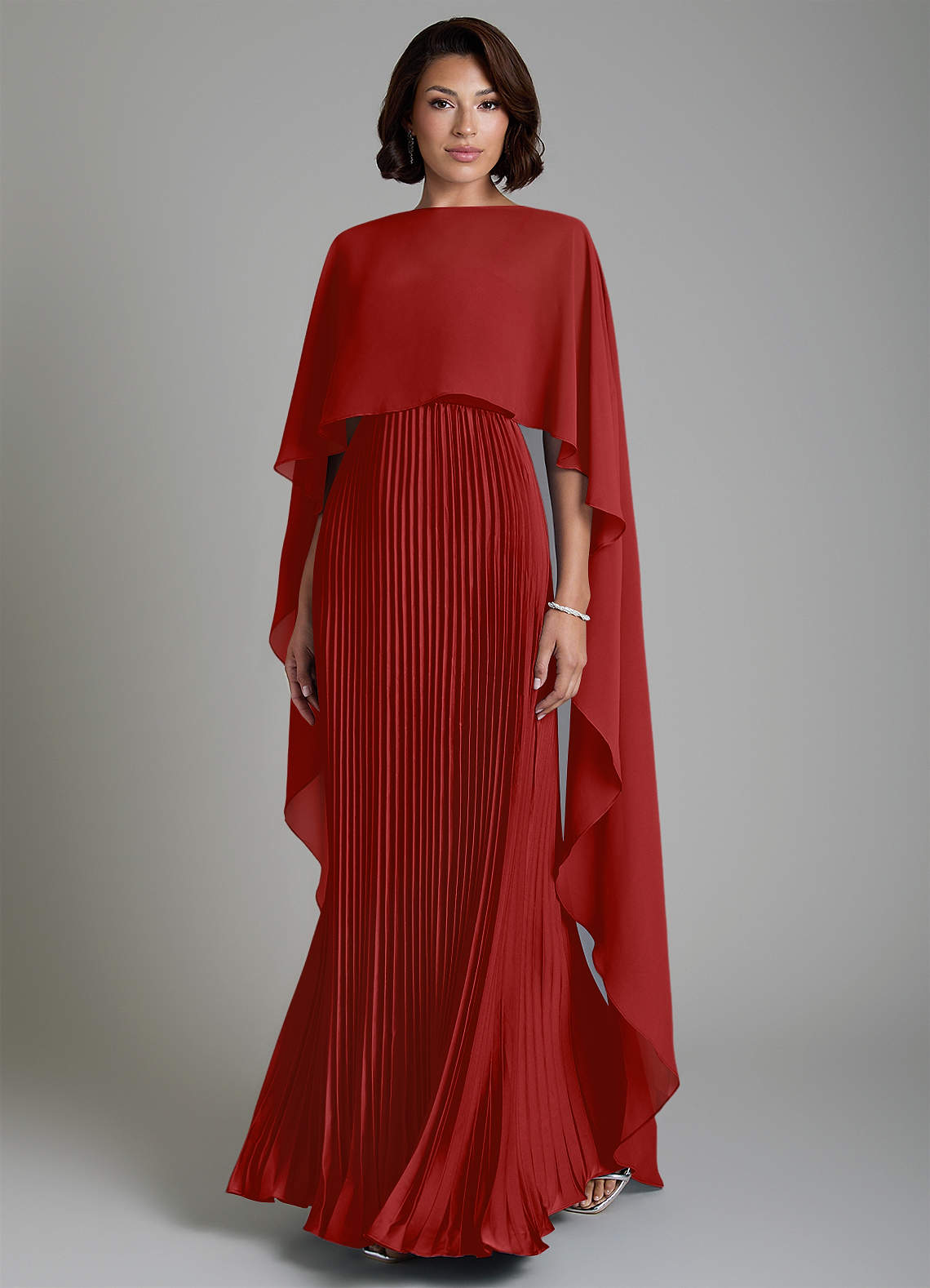 Micah A-Line Sweetheart Stretch Satin and Chiffon Bridesmaid Dress in Pomegranate
