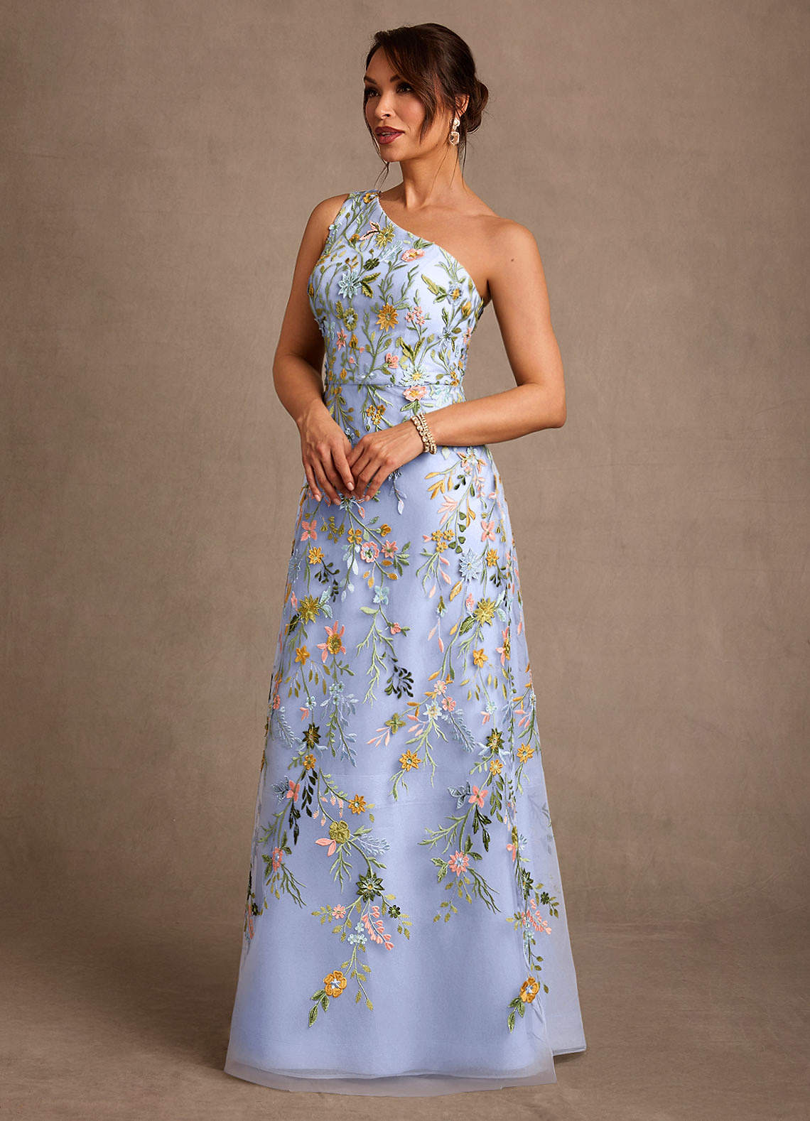 Bertie A-Line One-Shoulder Lace Mother of the Bride Dress in Ice