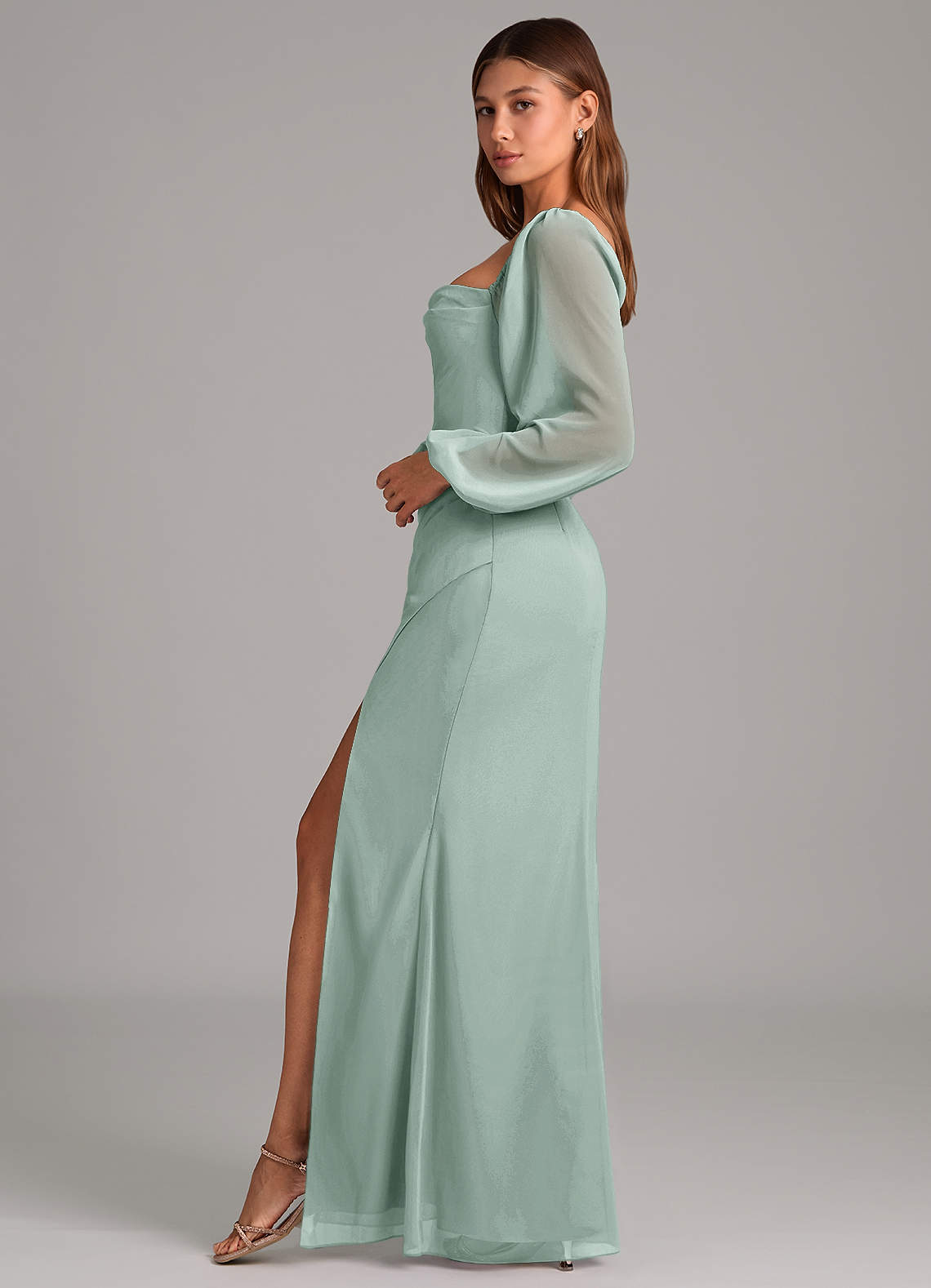 Brixley Mermaid Sweetheart Chiffon Bridesmaid Dress in Agave