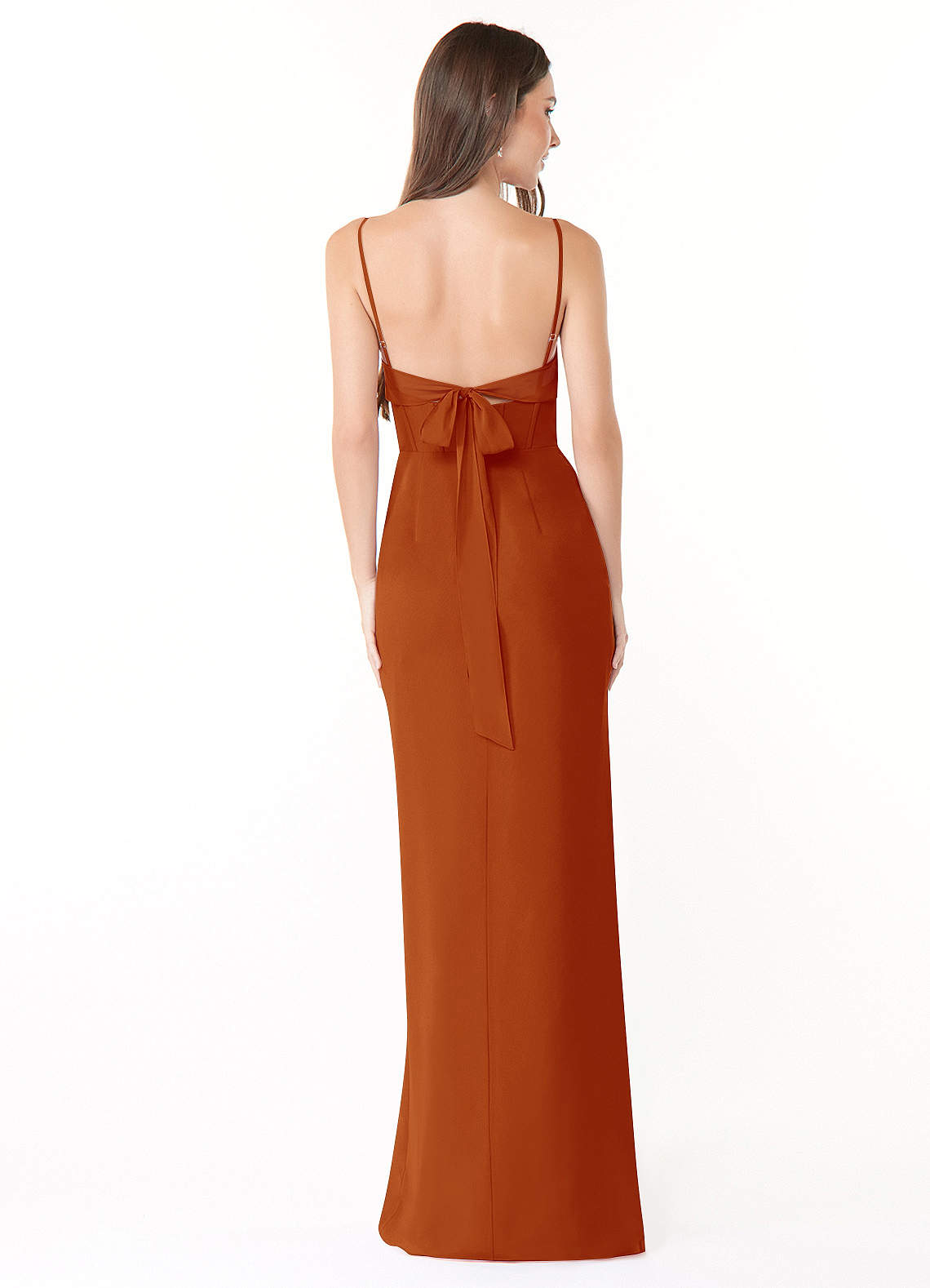 Mai Sheath Cowl-Neck Chiffon Bridesmaid Dress in Paprika