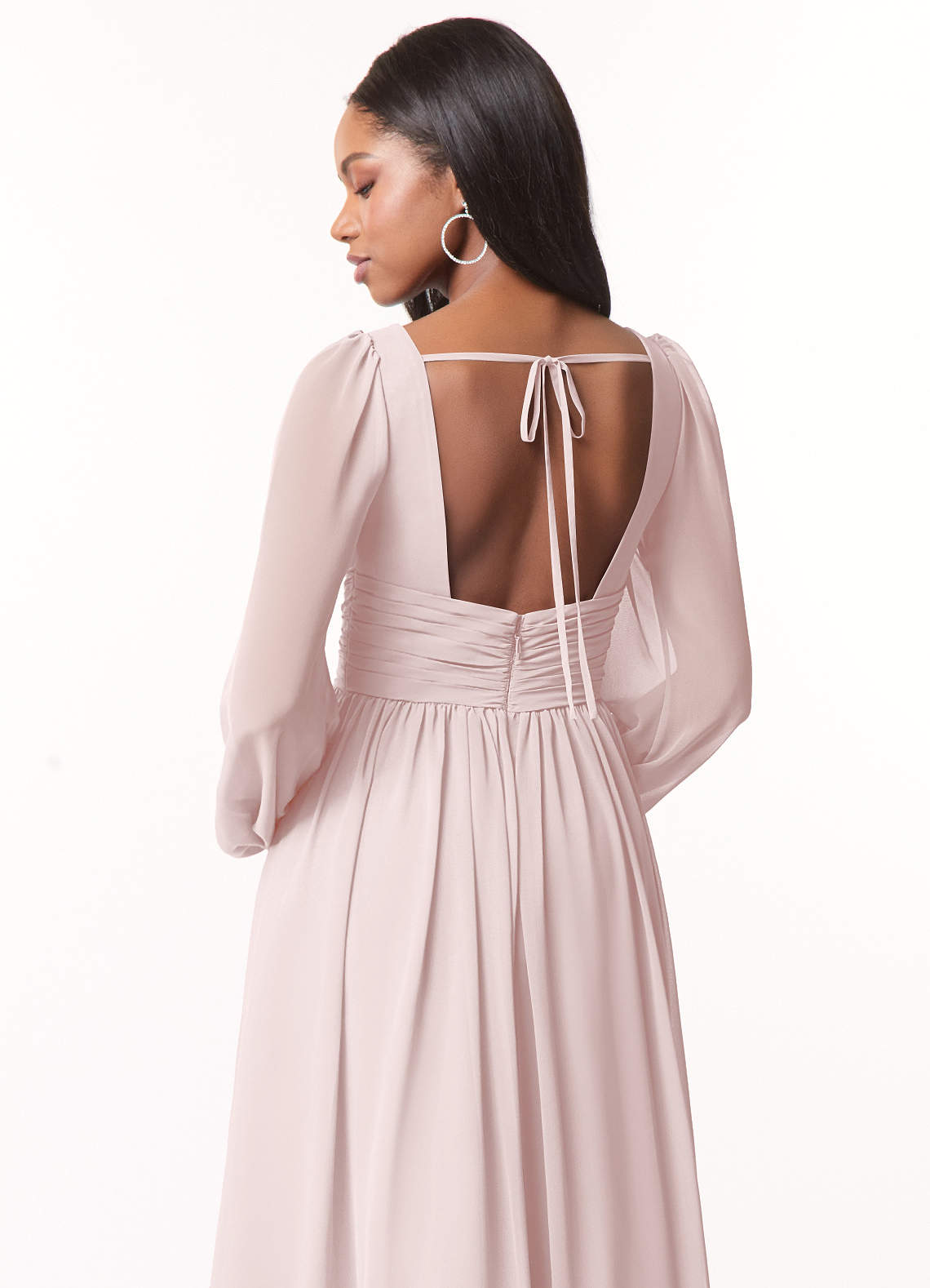Norah A-Line V-Neck Chiffon Bridesmaid Dress in Blushing Pink