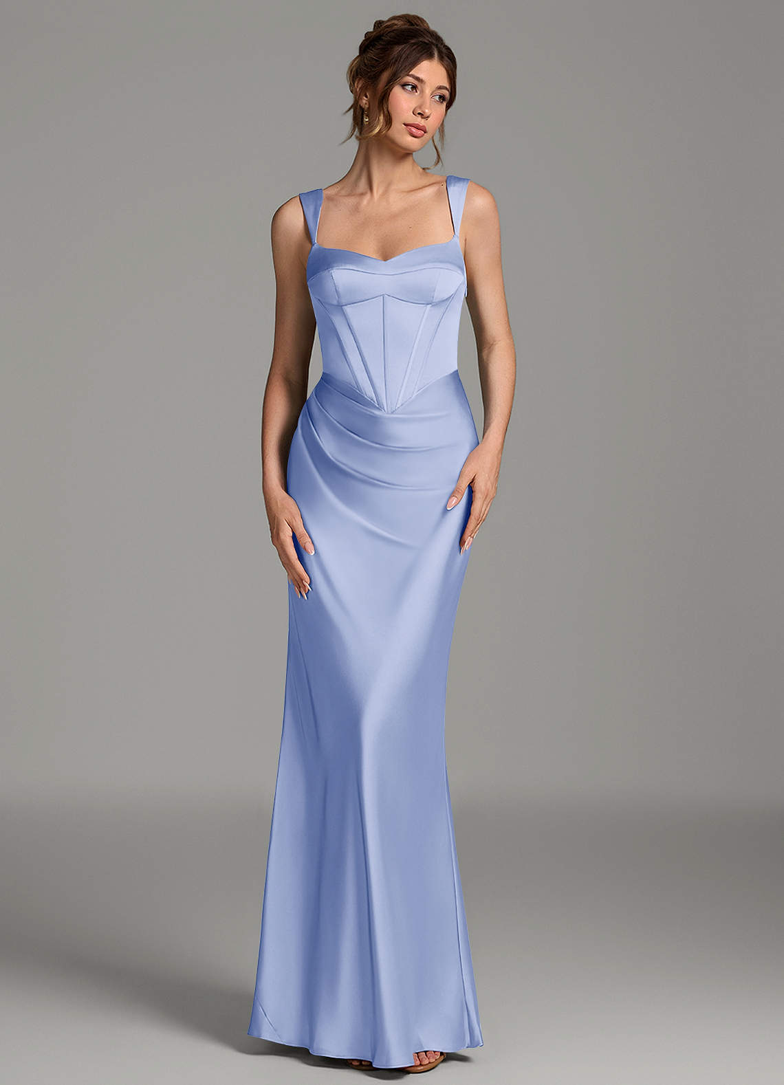 Mela Sheath Sweetheart Stretch Satin Bridesmaid Dress in Ice