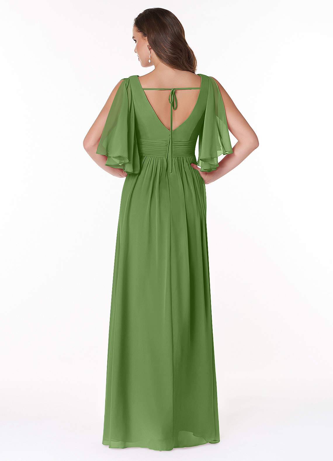 Temeka A-Line V-Neck Chiffon Bridesmaid Dress in Basil