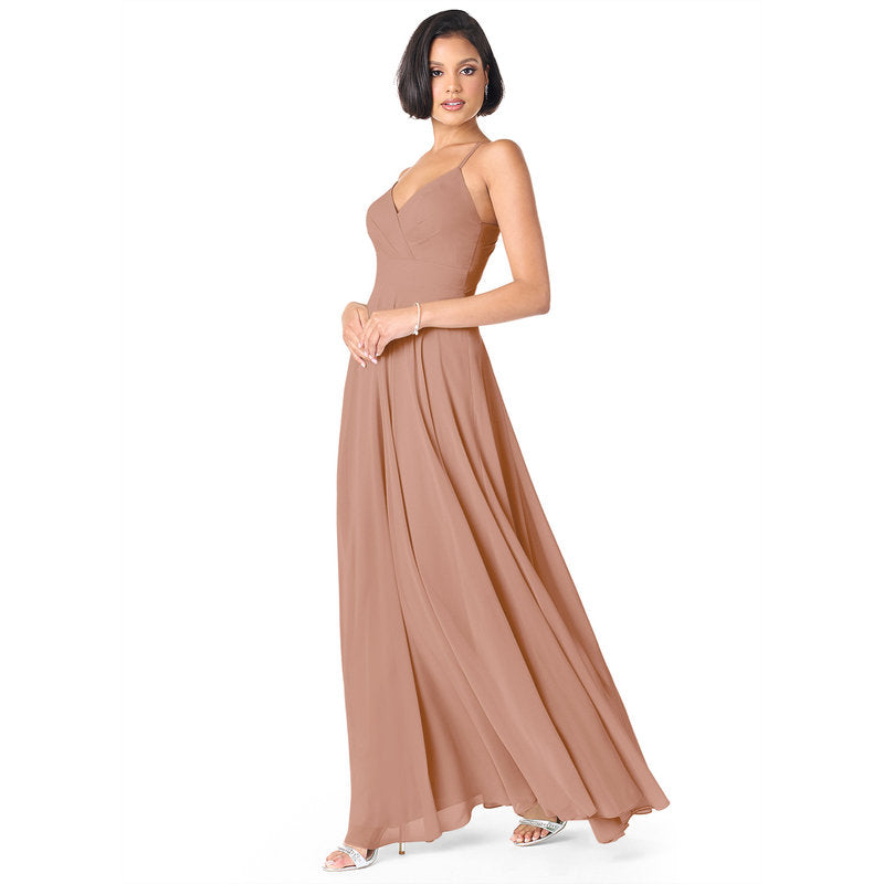 Avelina A-Line V-Neck Chiffon Bridesmaid Dress in Champagne Rose - view 3