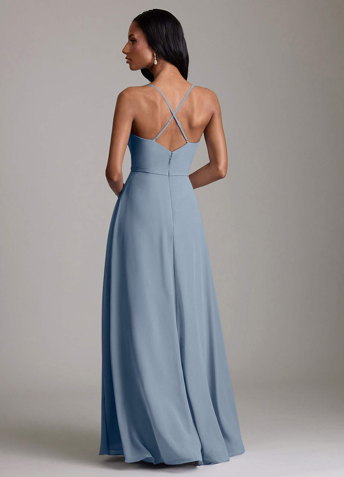 Naeem A-Line V-Neck Chiffon Bridesmaid Dress in Twilight