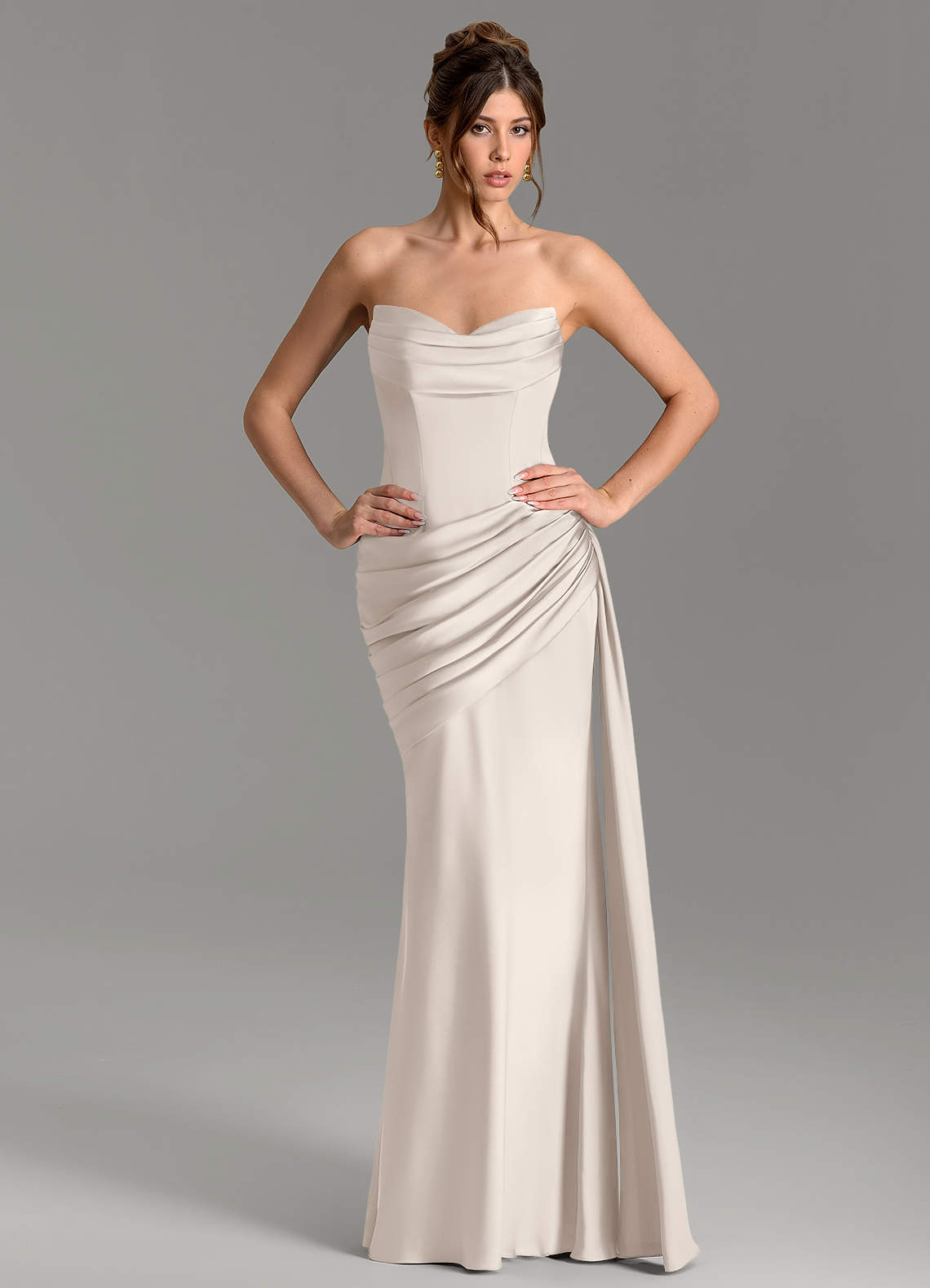 Zorah Mermaid Sweetheart Stretch Satin Bridesmaid Dress in White Alabaster