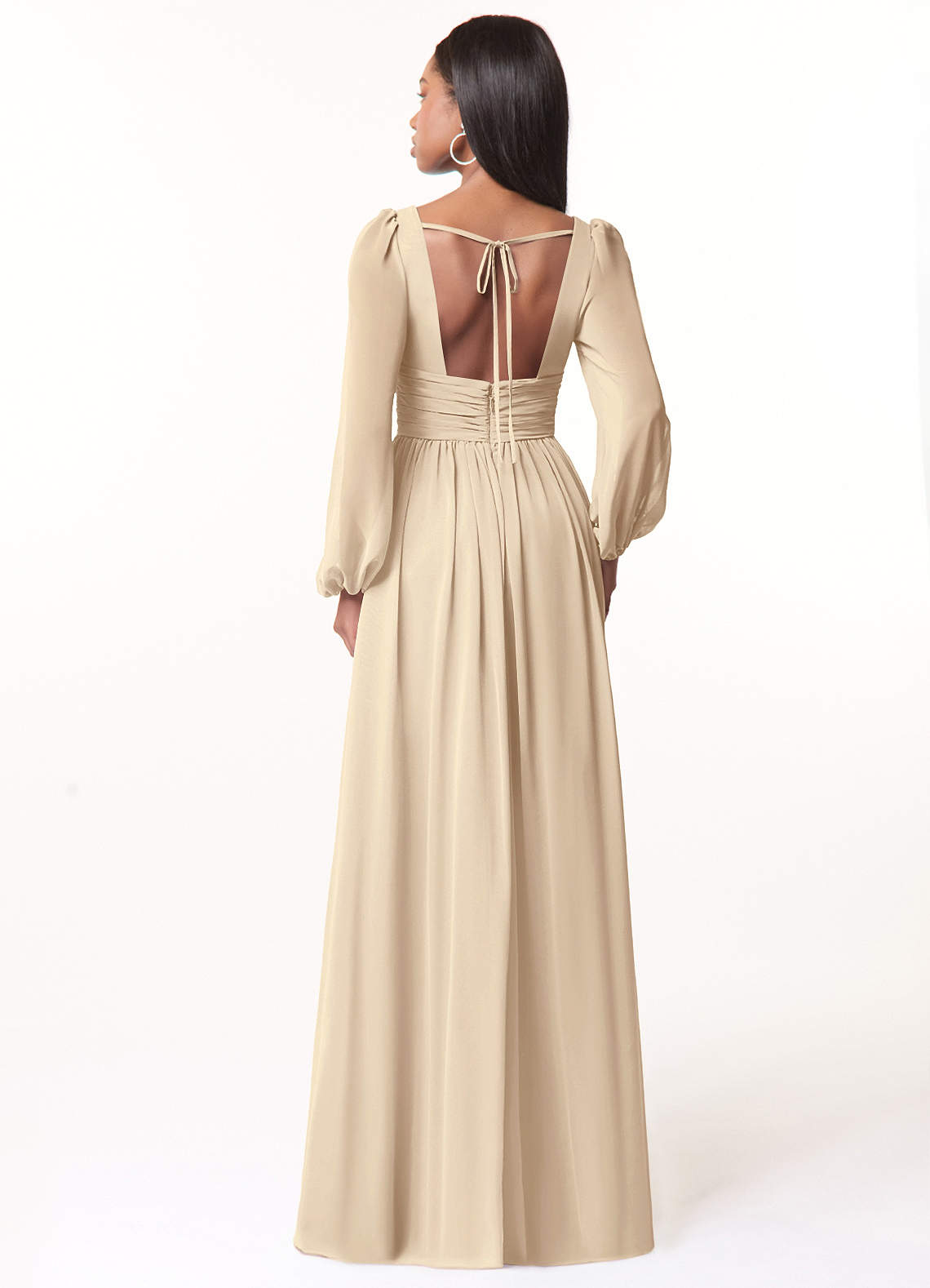 Norah A-Line V-Neck Chiffon Bridesmaid Dress in Champagne