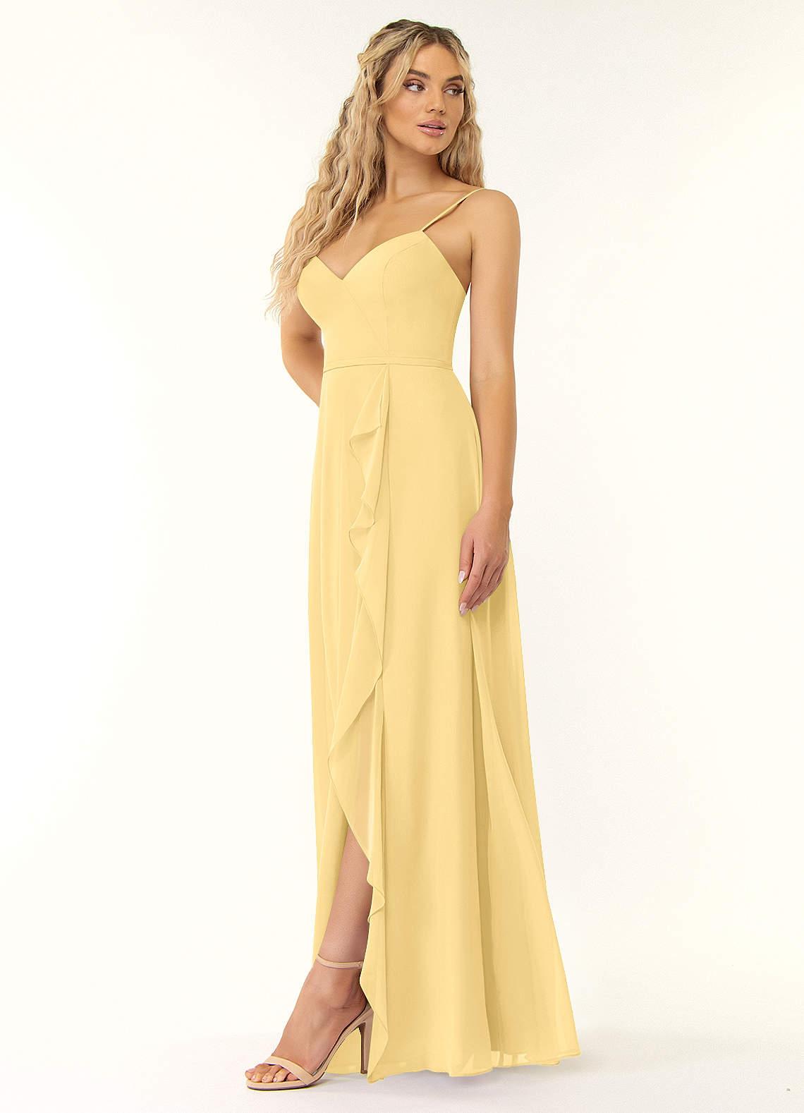 Naeem A-Line V-Neck Chiffon Bridesmaid Dress in Butter