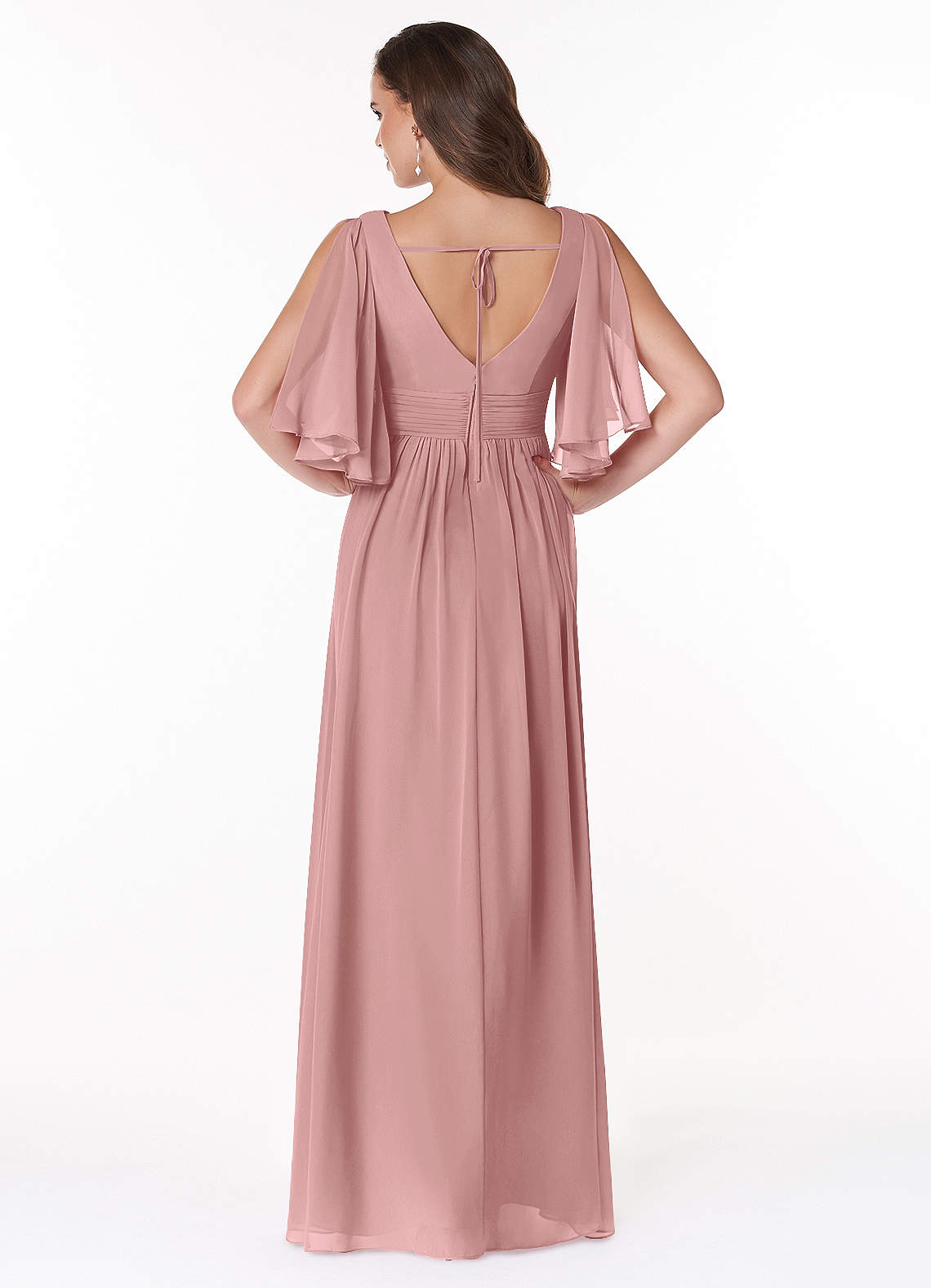 Temeka A-Line V-Neck Chiffon Bridesmaid Dress in dusty rose