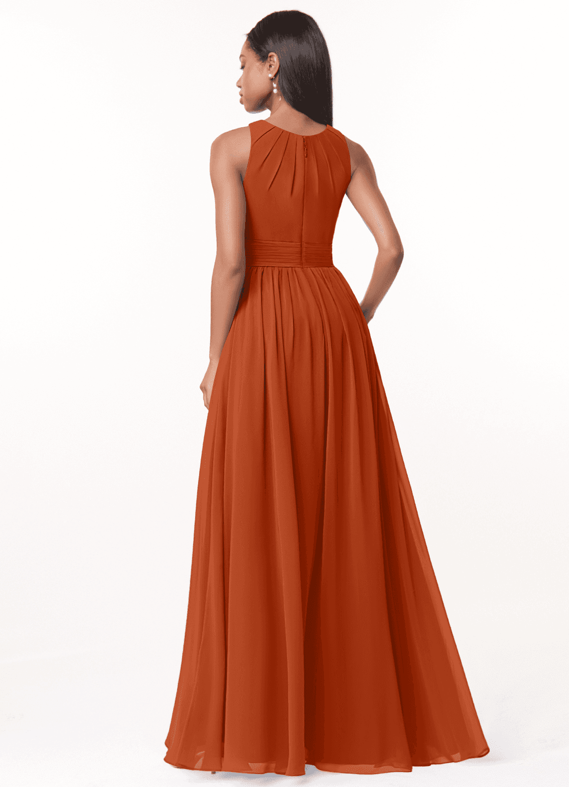 Harper A-Line Scoop-Neck Chiffon Bridesmaid Dress in Burnt Orange