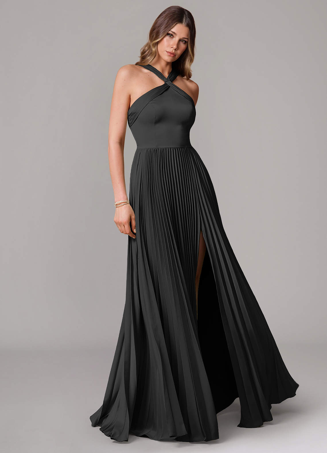Afra A-Line Halter-Neck Stretch Satin Bridesmaid Dress