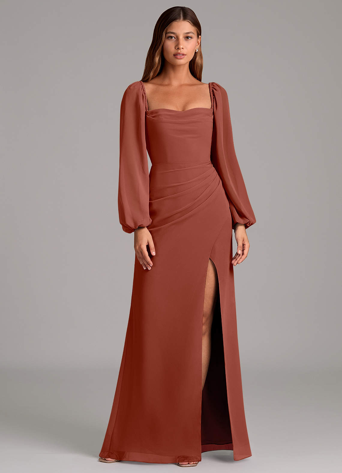 Brixley Mermaid Sweetheart Chiffon Bridesmaid Dress in Auburn