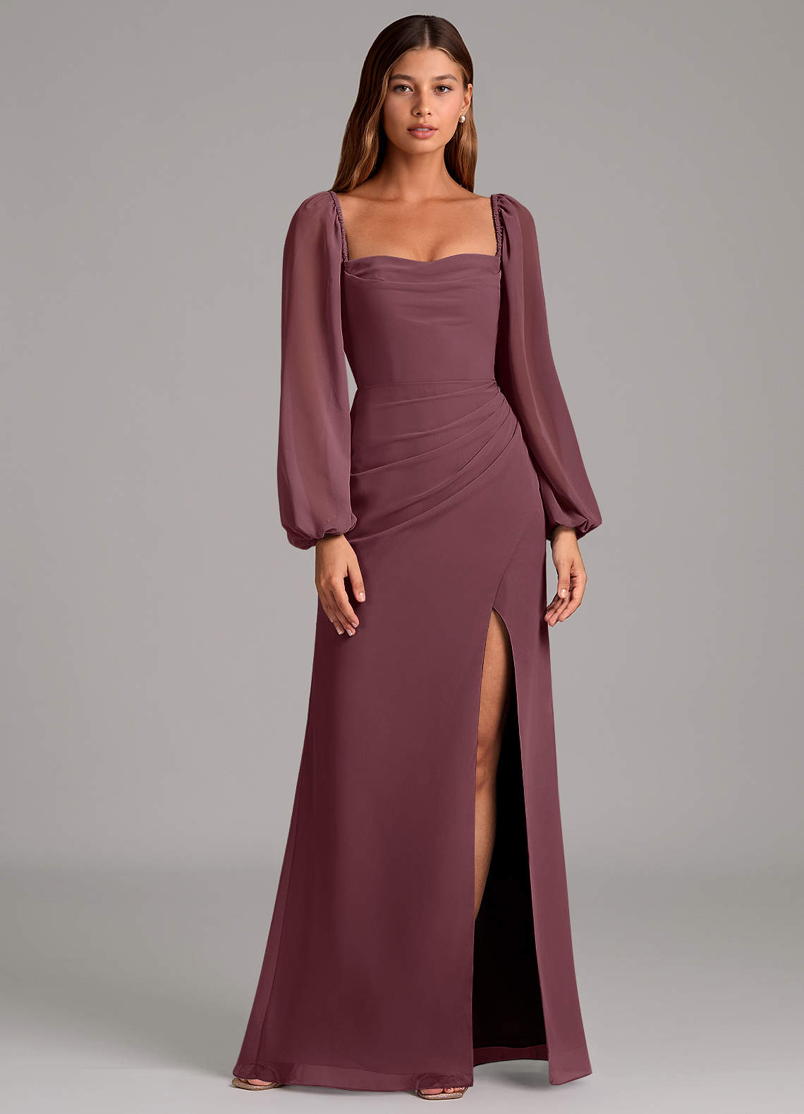 Brixley Mermaid Sweetheart Chiffon Bridesmaid Dress in Sangria