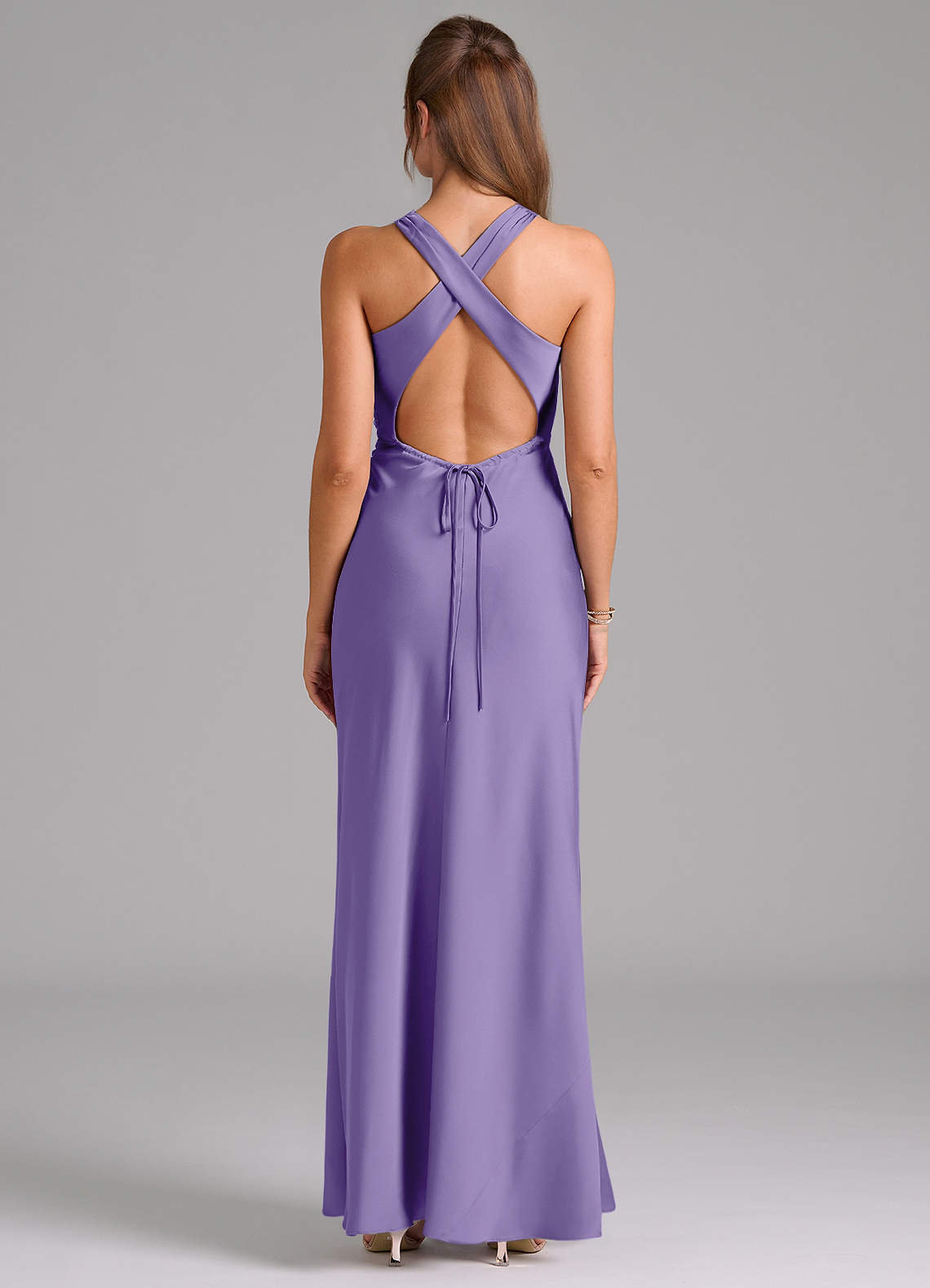 Evadne Sheath Scoop-Neck Stretch Satin Bridesmaid Dress in Tahiti
