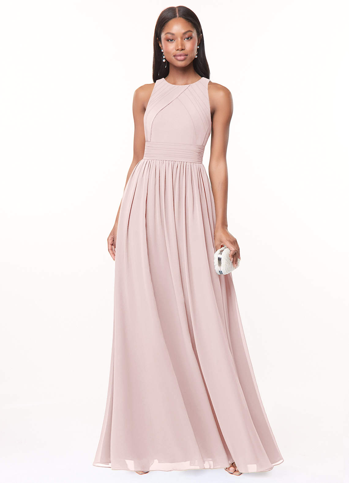 Harper A-Line Scoop-Neck Chiffon Bridesmaid Dress in Blushing Pink