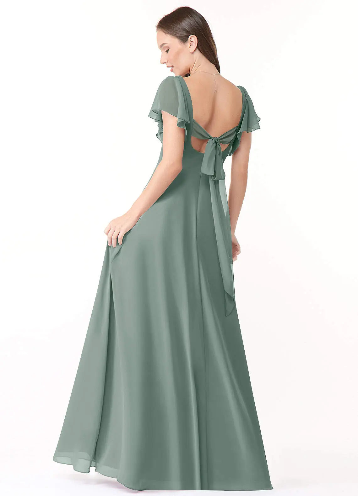Syenna A-Line V-Neck Chiffon Bridesmaid Dress in Silver Sage