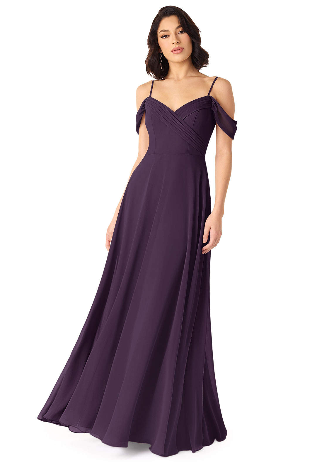 Tancie A-Line Off-the-Shoulder Chiffon Bridesmaid Dress in Plum