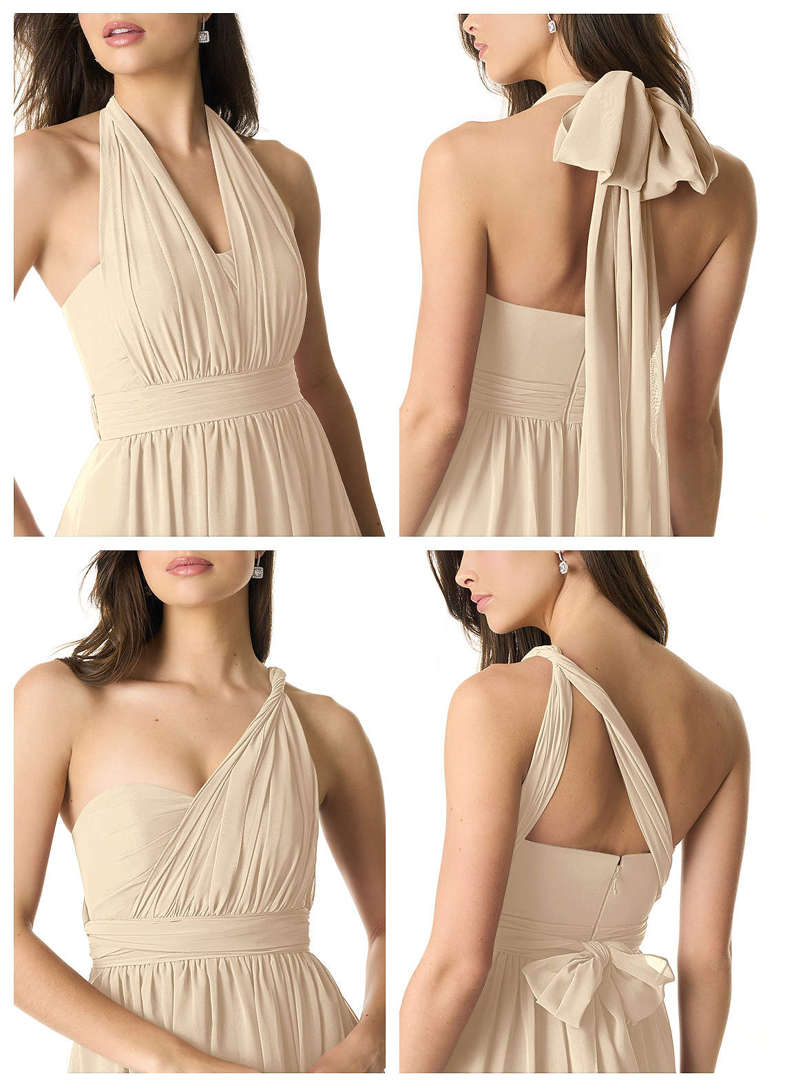 Olani A-Line V-Neck Chiffon Bridesmaid Dress in Champagne