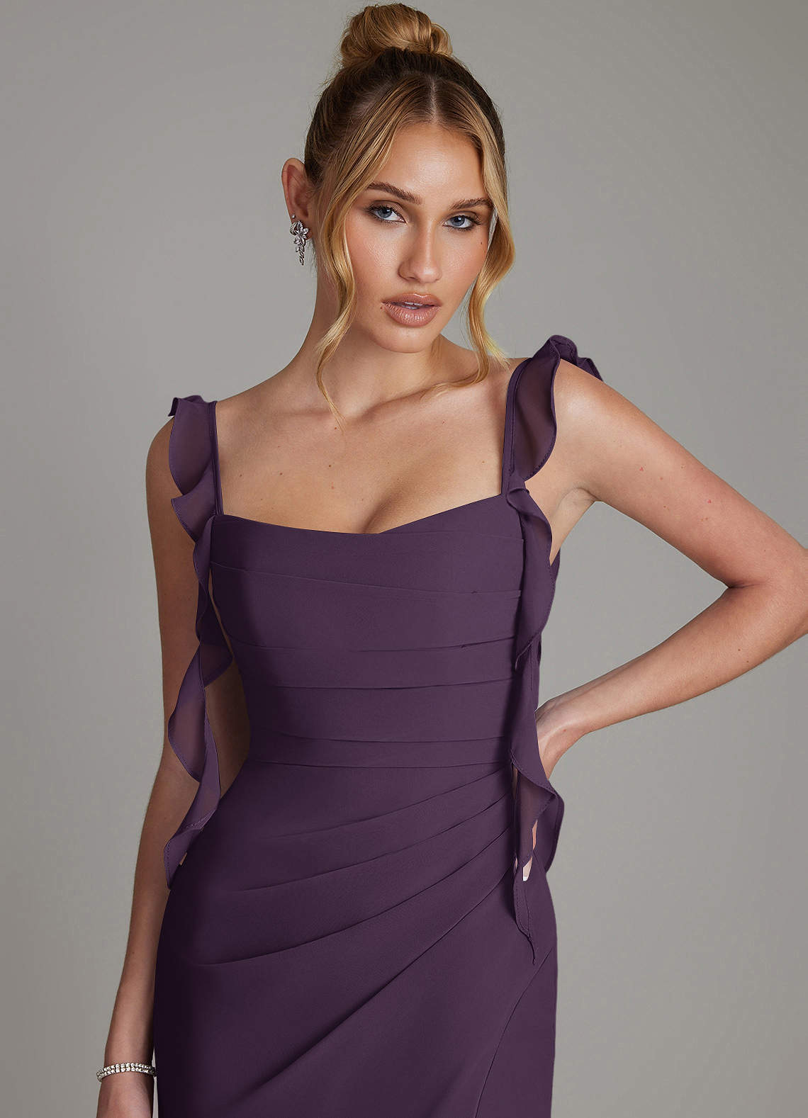 Jessamine Mermaid Sweetheart Chiffon Bridesmaid Dress in Plum