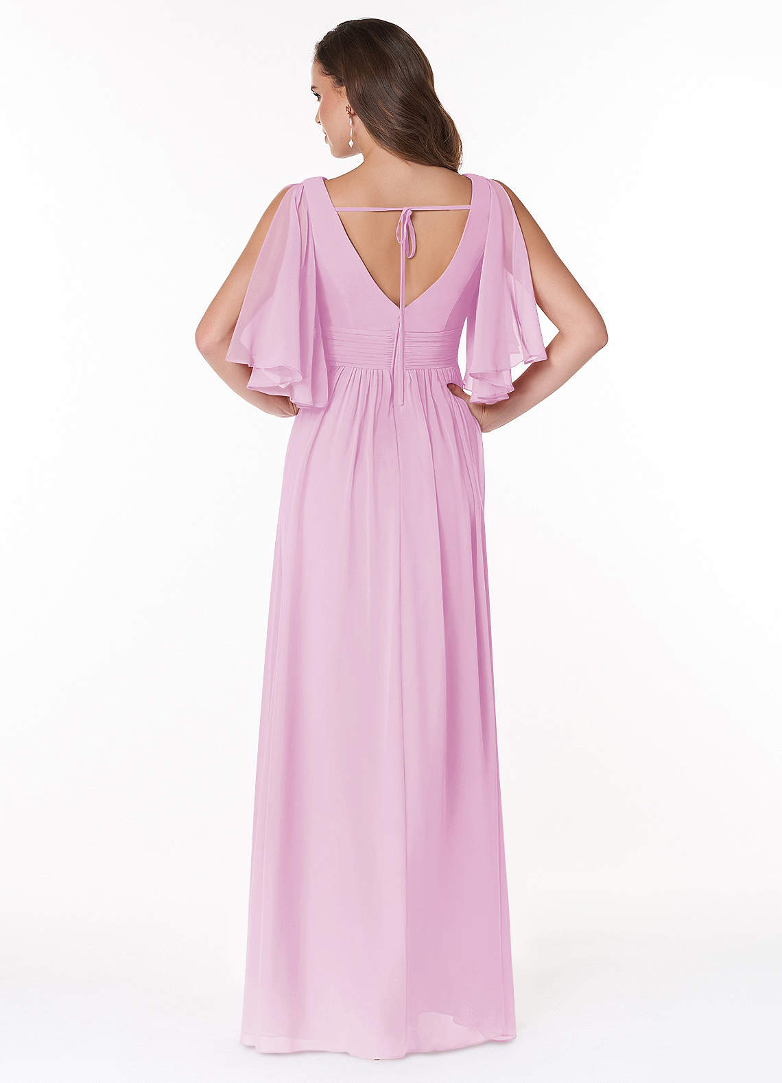 Temeka A-Line V-Neck Chiffon Bridesmaid Dress in candy pink