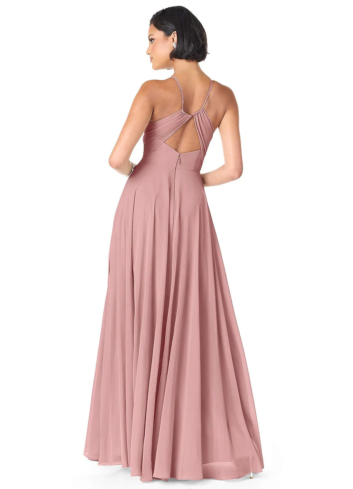 Avelina A-Line V-Neck Chiffon Bridesmaid Dress in dusty rose