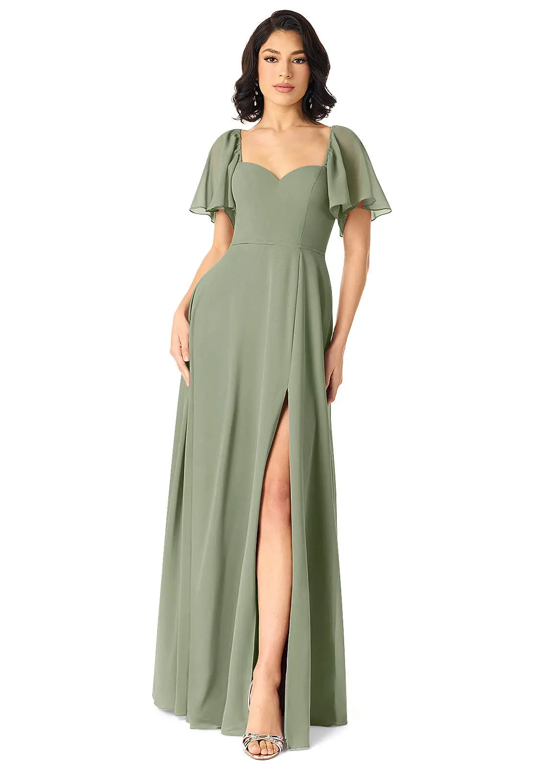 Chloe A-Line Sweetheart Chiffon Bridesmaid Dress in Pistachio