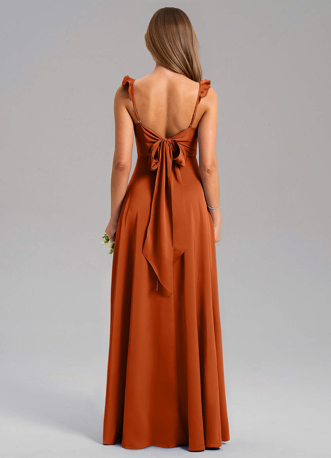 Everett A-Line V-Neck Chiffon Bridesmaid Dress in Burnt Orange