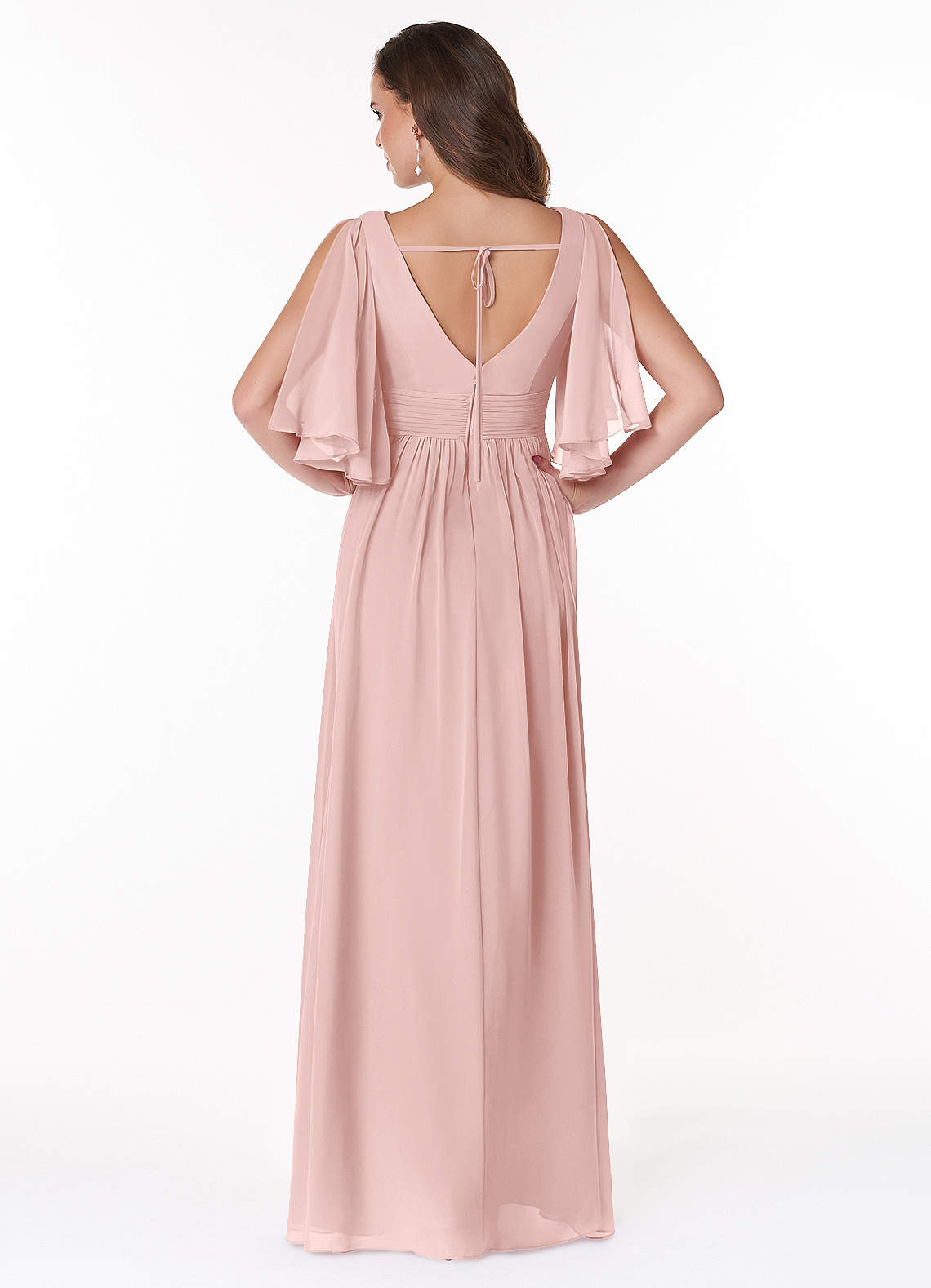 Temeka A-Line V-Neck Chiffon Bridesmaid Dress in Powder Pink