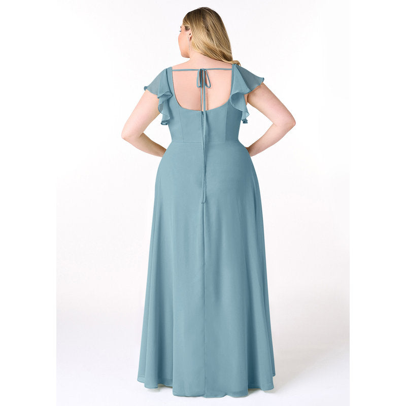 Bondi A-Line Square-Neck Chiffon Bridesmaid Dress in Moody Blue - view 8
