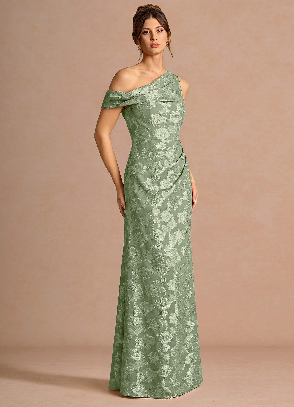 Kismet Mermaid One-Shoulder Fil Coupé Wedding Guest Dress in Lemon Sorbet