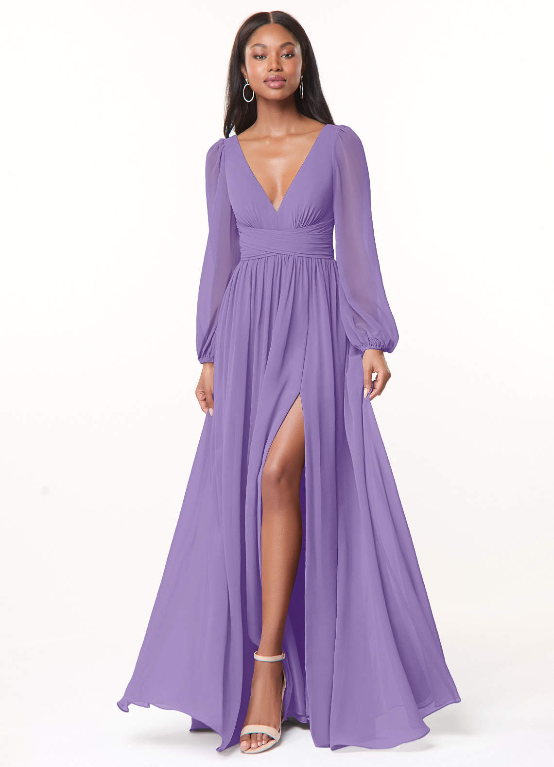 Norah A-Line V-Neck Chiffon Bridesmaid Dress in Tahiti